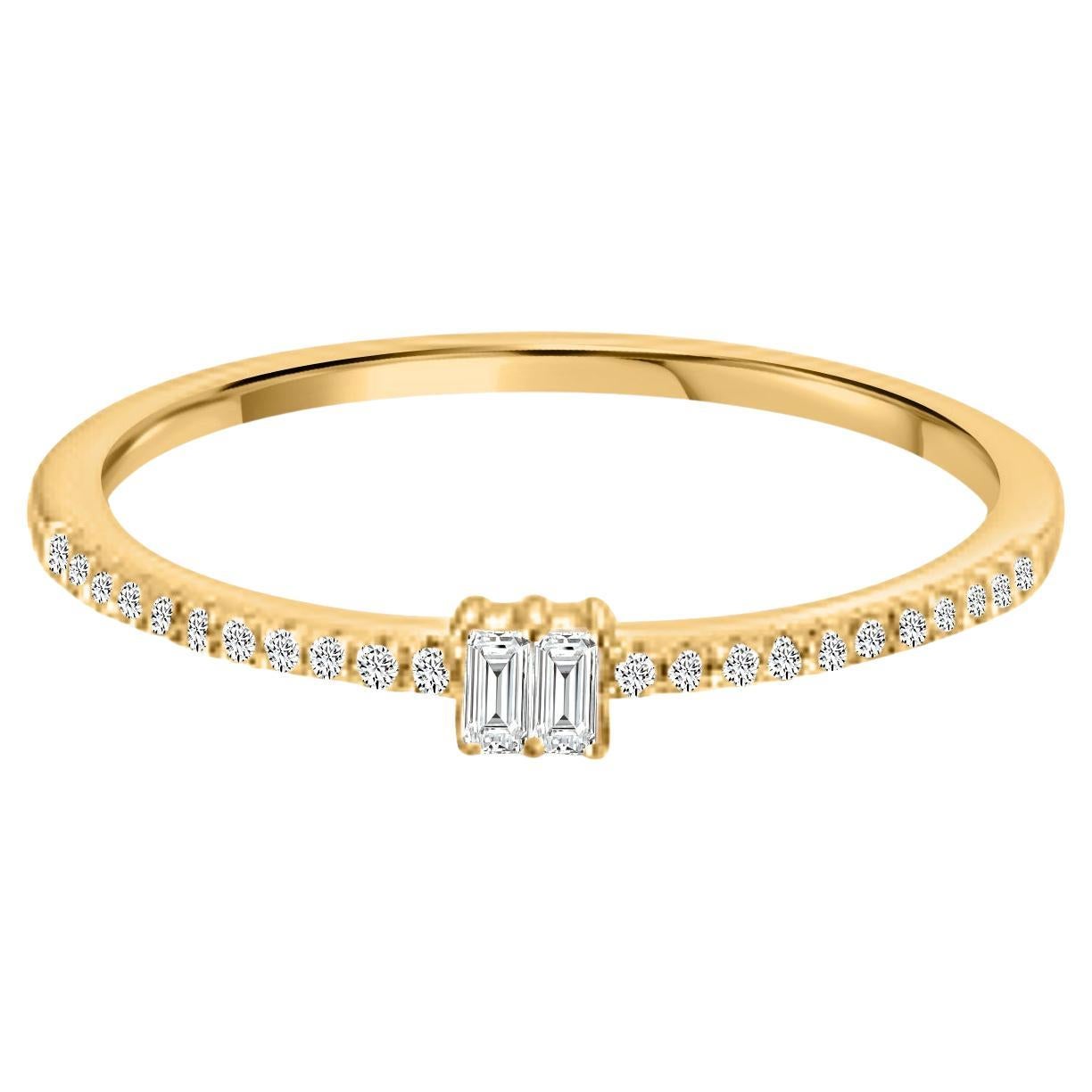 Twin Baguette 14K Yellow Gold Diamond Ring