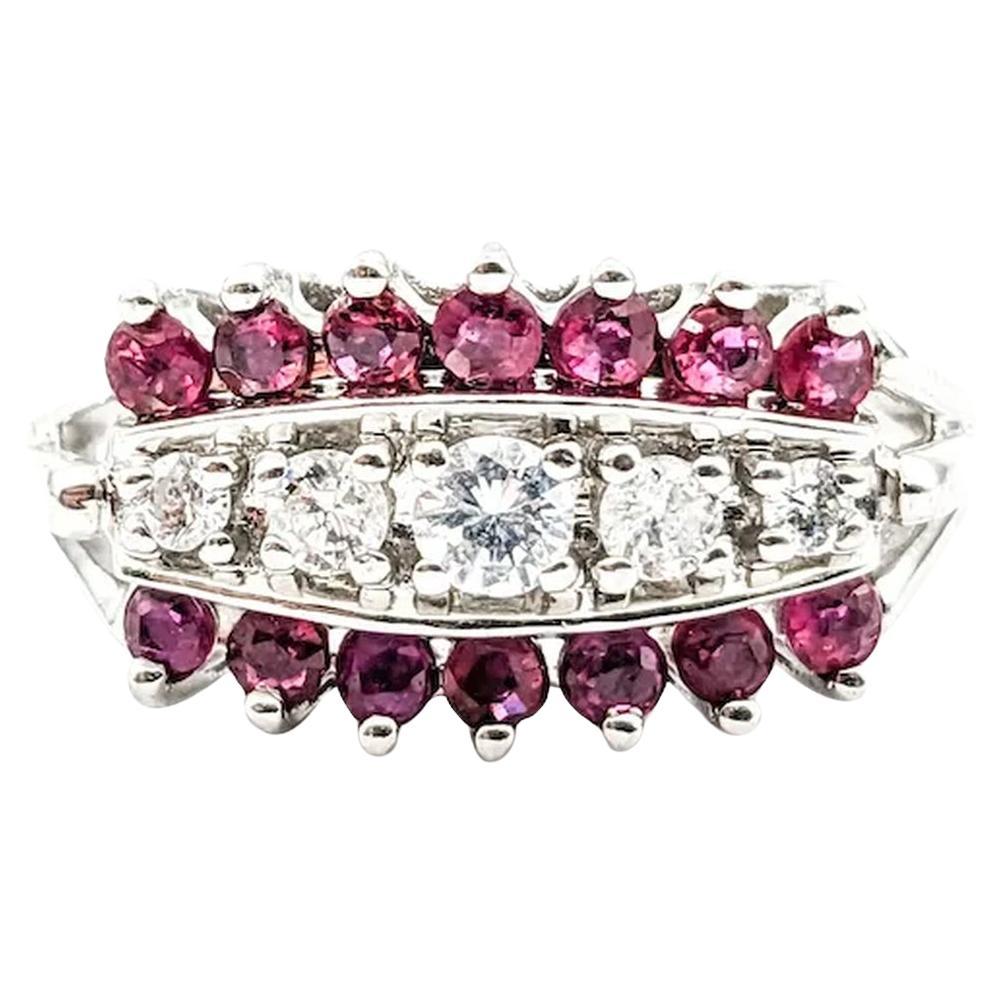 Graceful Ruby & Diamond Ring in 14k White Gold