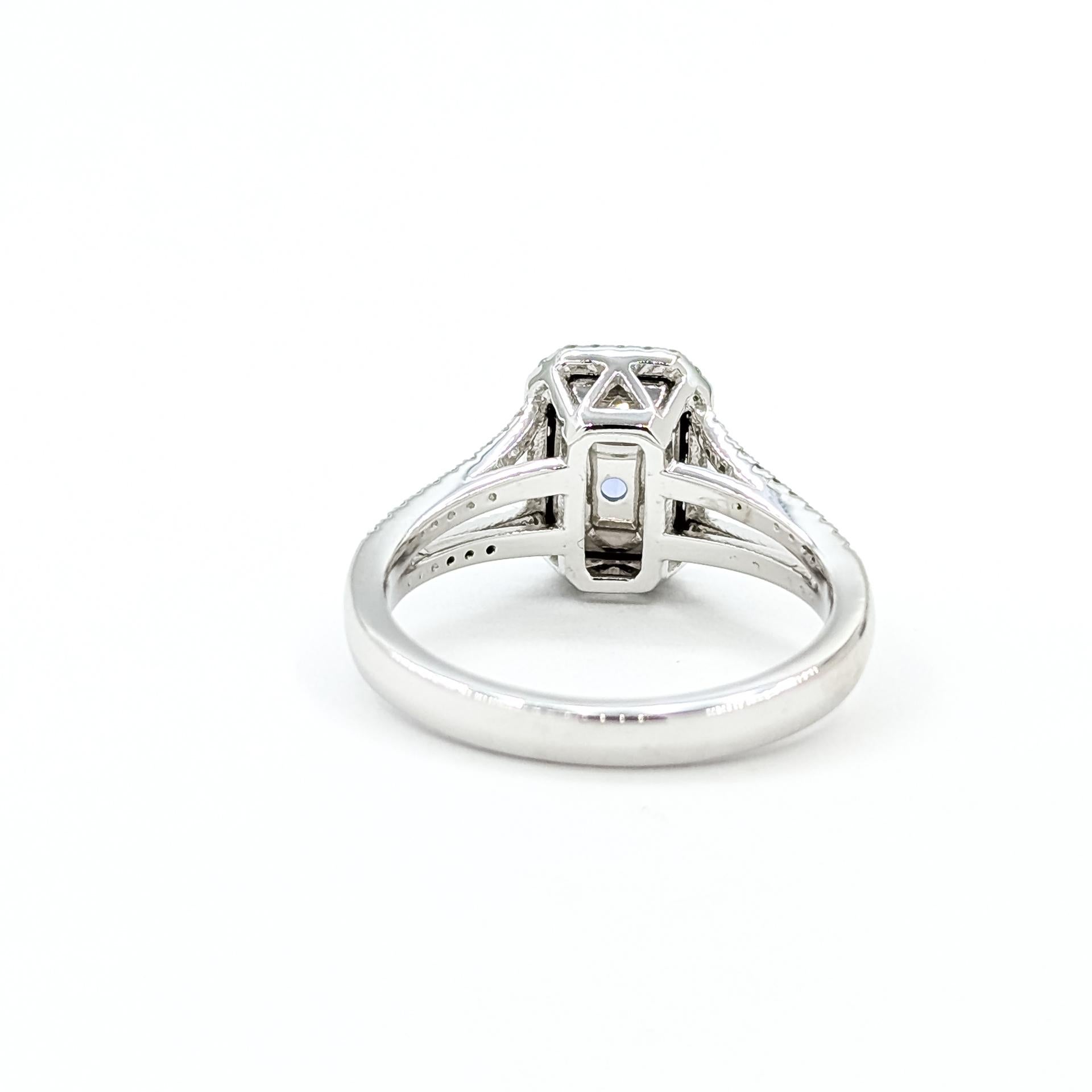 Grazioso anello con zaffiro e diamante in platino in vendita 2