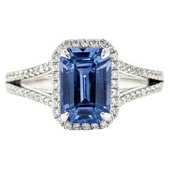 Grazioso anello con zaffiro e diamante in platino