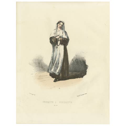 Graceful Simplicity: Handcolored Print of a Zocolette Nun, Plate 79, 1862