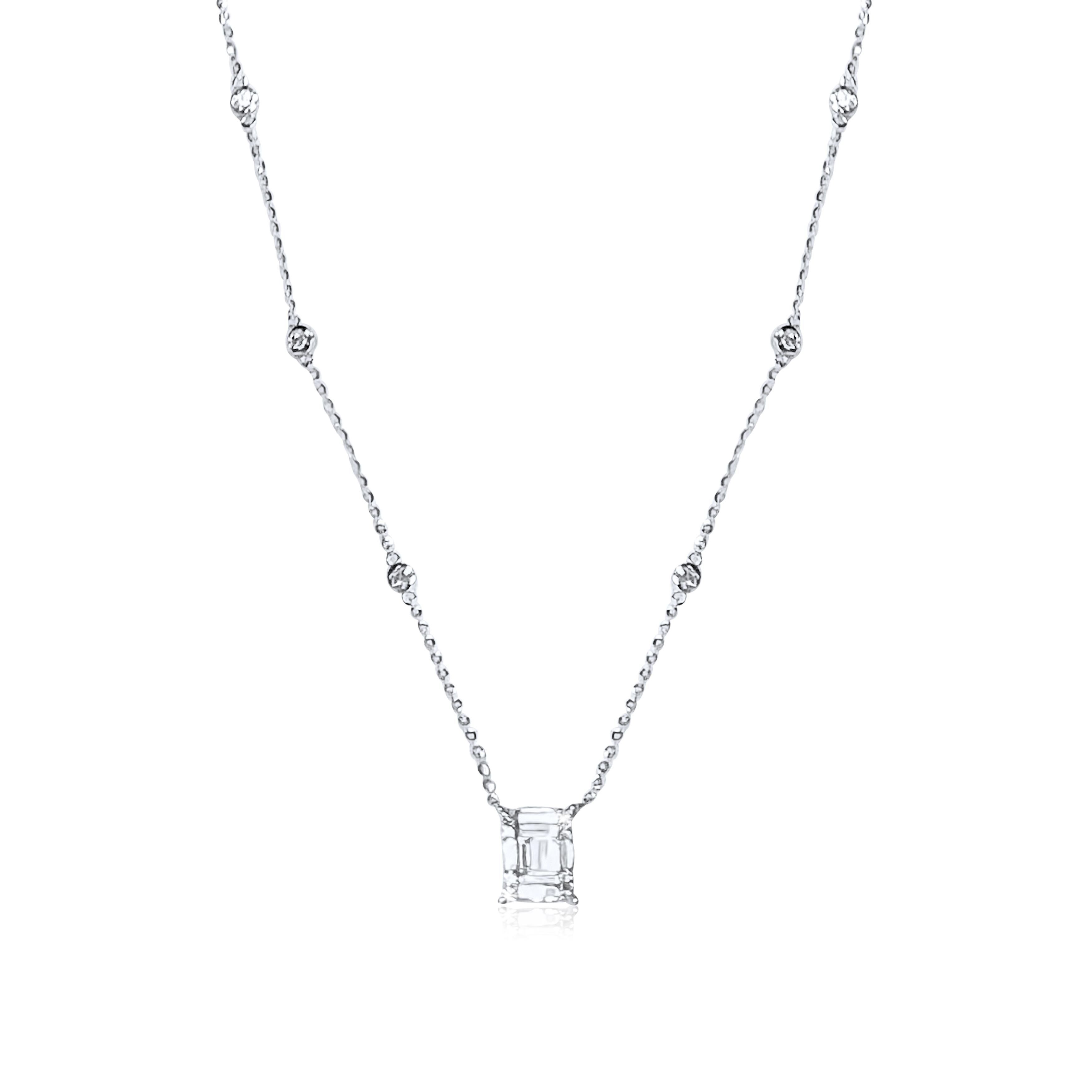 Necklace Information
Metal Purity: 18K
Color : White Gold
Gold Weight: 3.87g
Diamond Count : 14 Round Diamonds
Round Diamond Carat Weight: 0.45 ttcw
Baguette Diamonds Count: 9
Baguette Diamonds Carat Weight: 0.52 ttcw
Serial #NE15113

 
Introducing