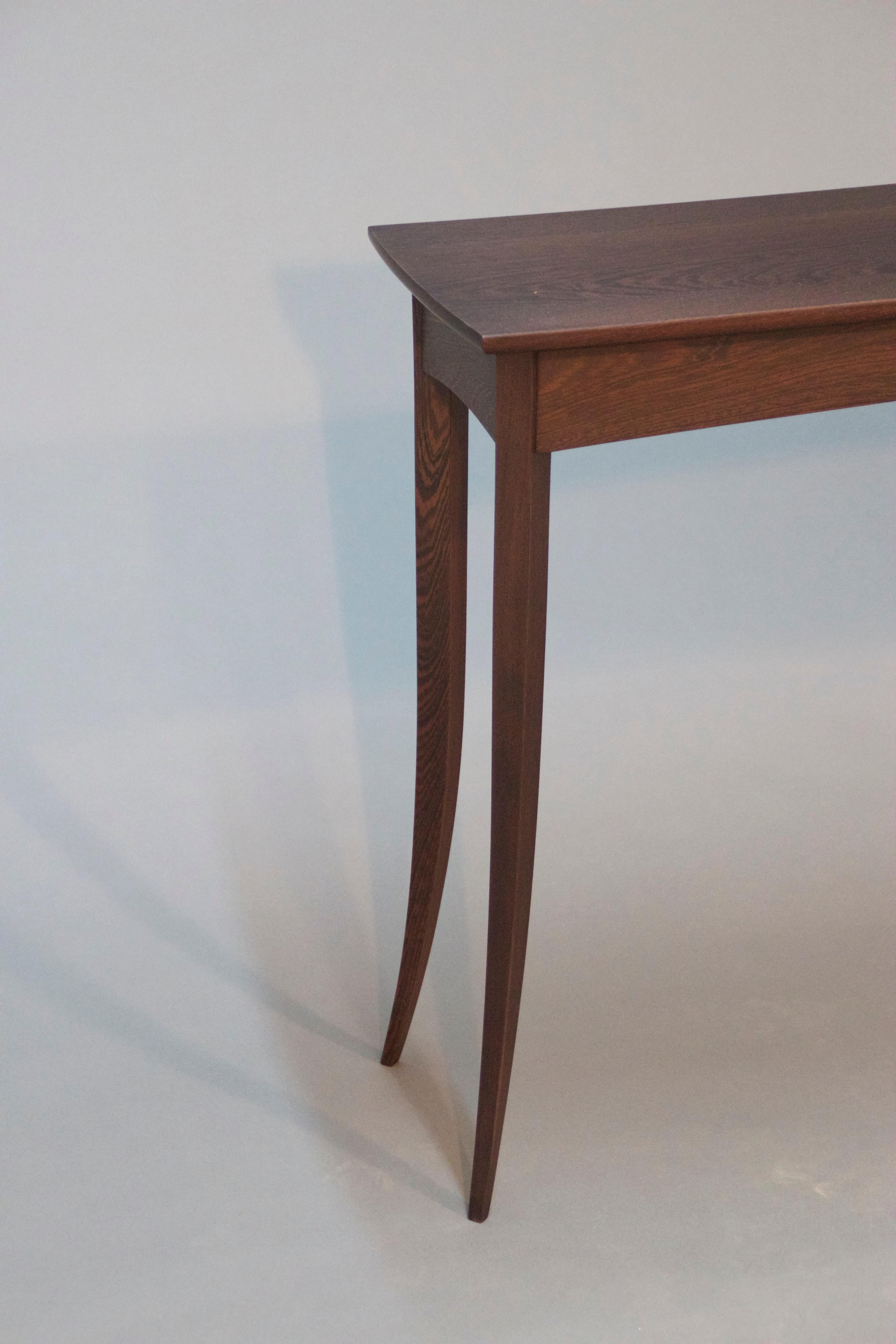 Modern Graceful Solid Hardwood Narrow Table with Natural Finish by Dave Lasker For Sale