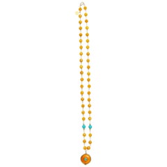 Golden Jade and Turquoise  Gracia Gold Necklace