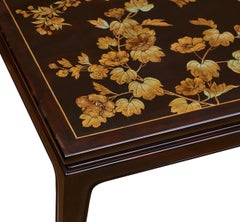 Gracie Cashew Lacquer Coffee Table with Handpainted Raised Gold Floral Design