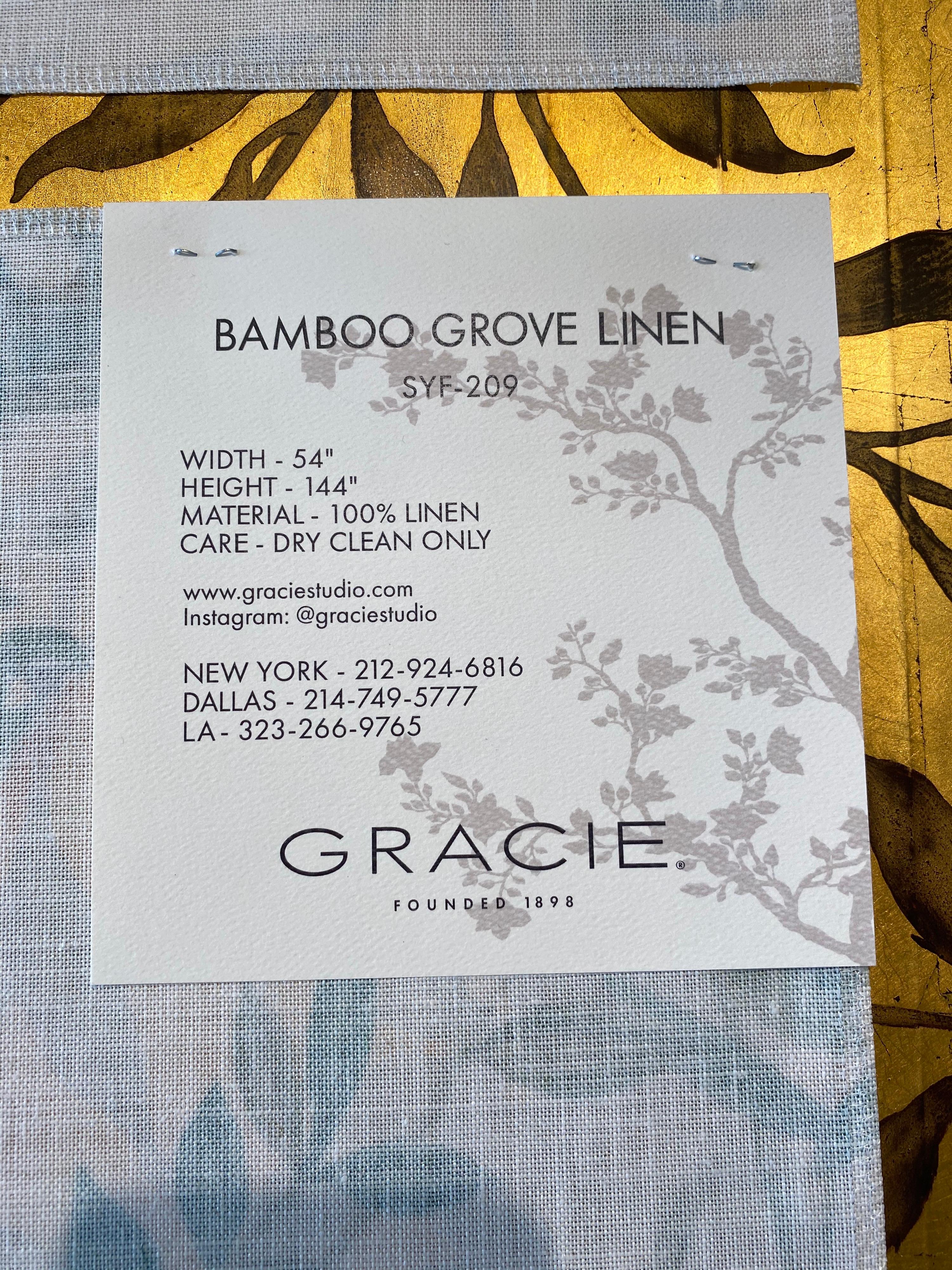 Gracie Chinoiserie Bamboo Grove Pattern Printed Linen Fabric For Sale 12