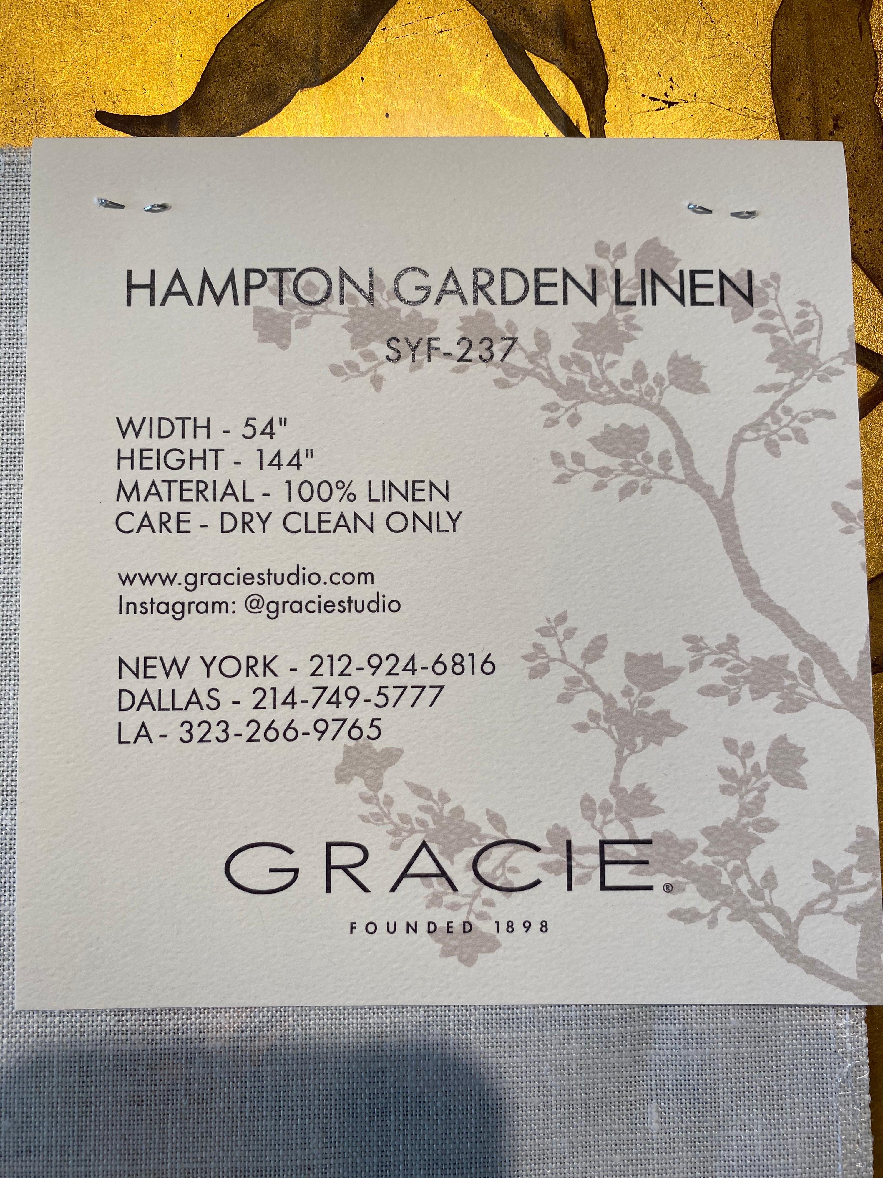 Gracie Chinoiserie Hampton Garden Pattern Printed Linen Fabric For Sale 4