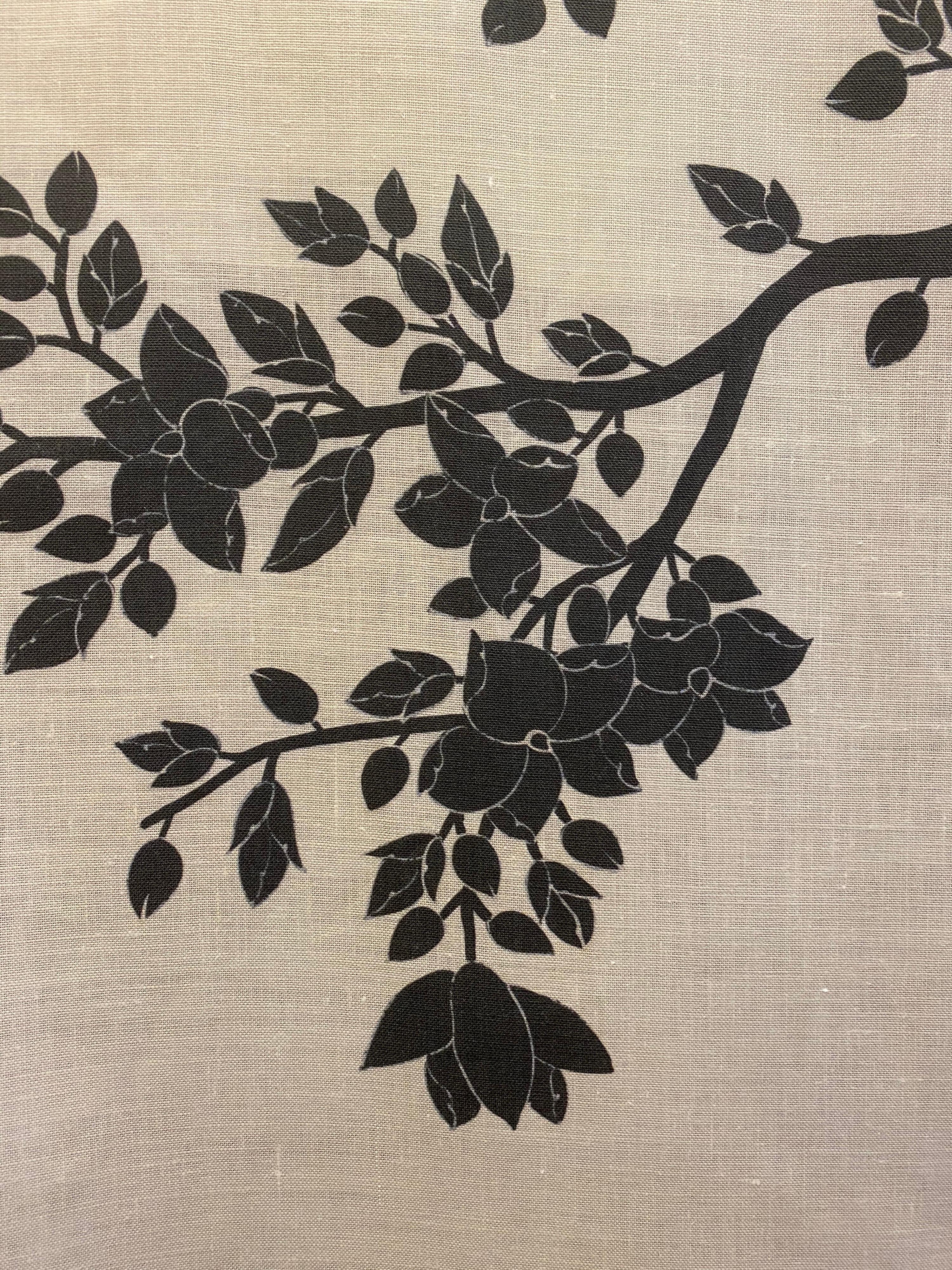Gracie, the 5th generation firm established in 1898 and known for their exquisite handpainted wallpapers now has a line of linen fabrics featuring six of their iconic patterns.

This is ivory silhouette, a sophisticated black floral pattern on a
