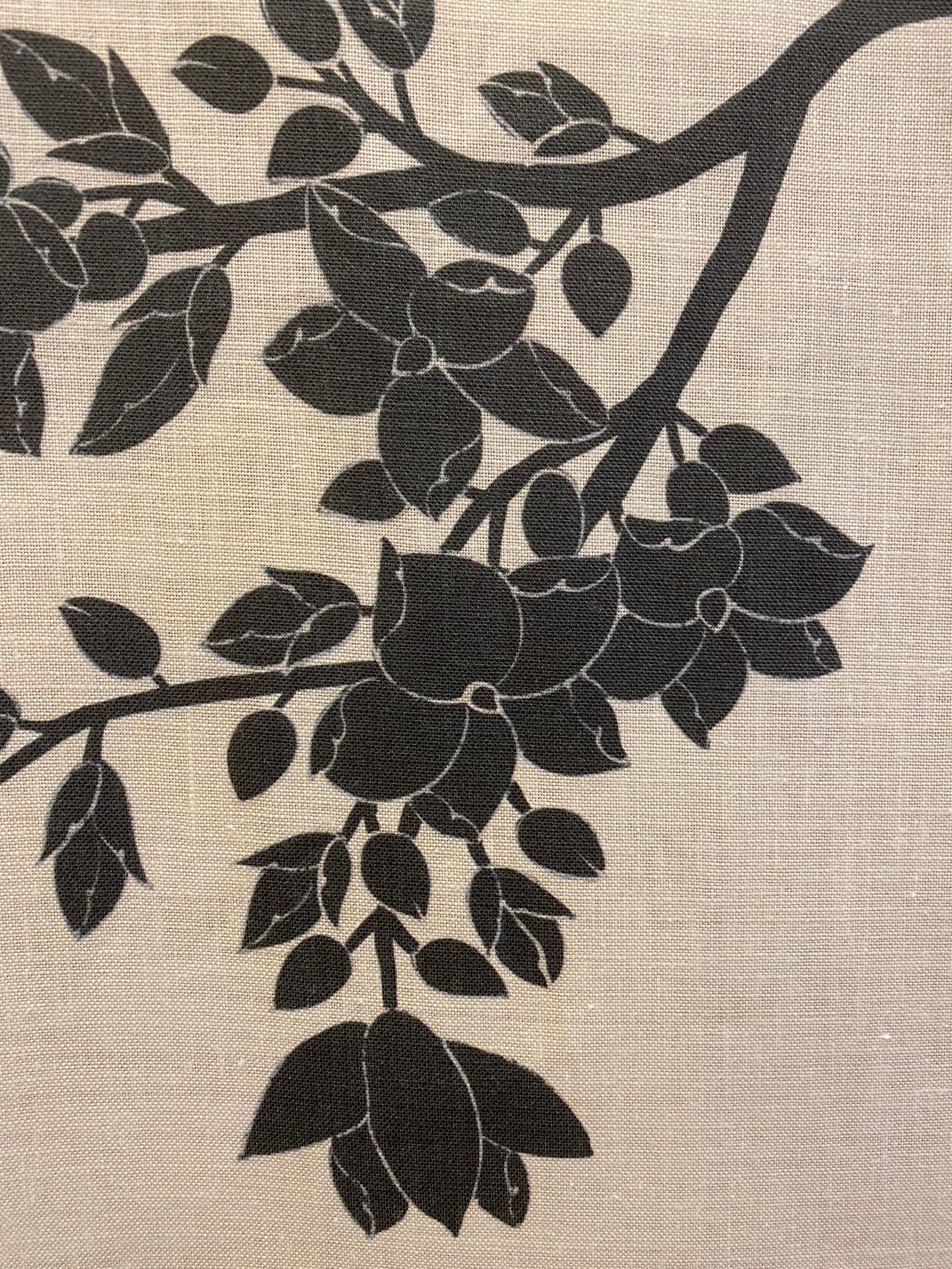 Contemporary Gracie Chinoiserie Ivory Silhouette Pattern Printed Linen Fabric For Sale