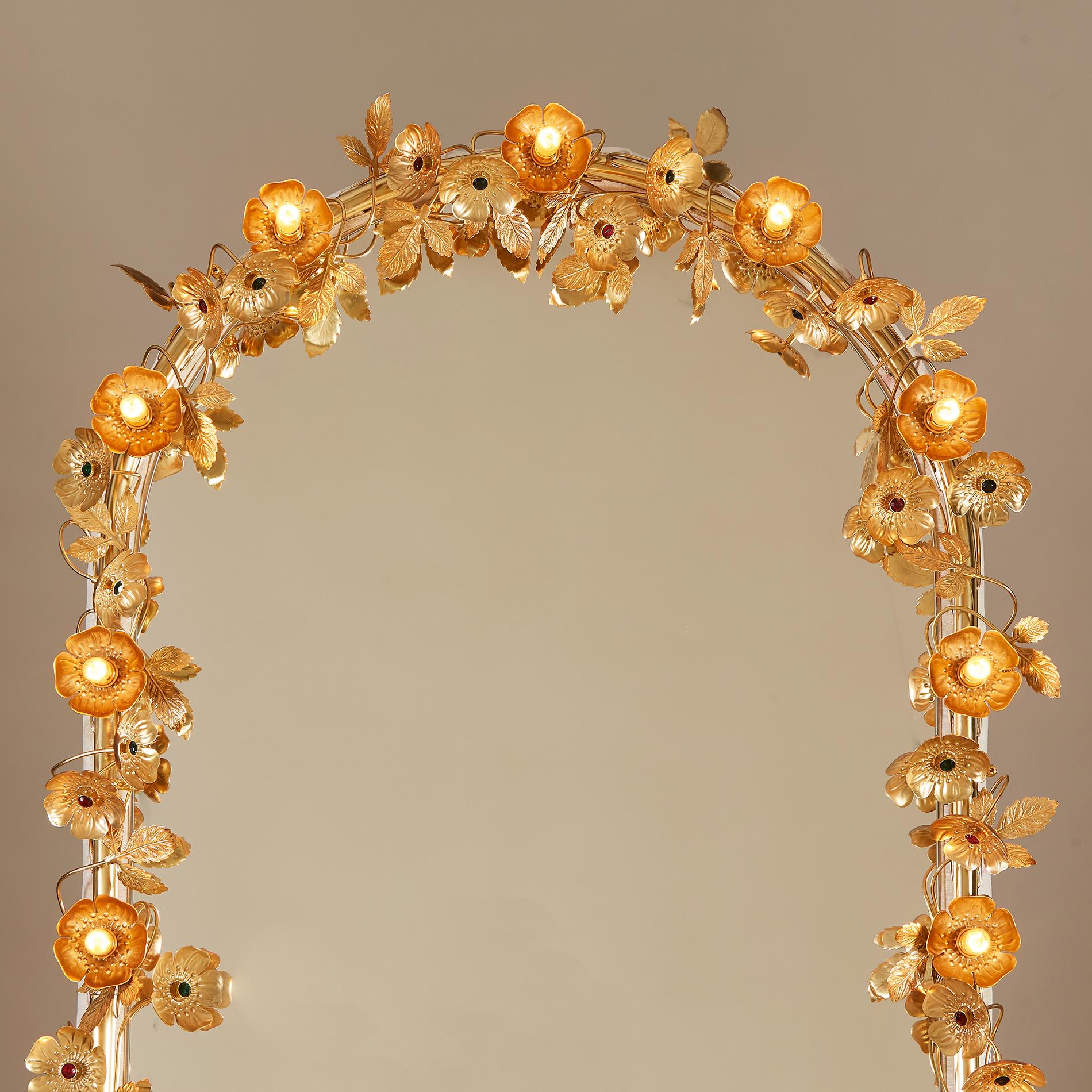 Contemporary 'Gracie' Flower Light Mirror For Sale
