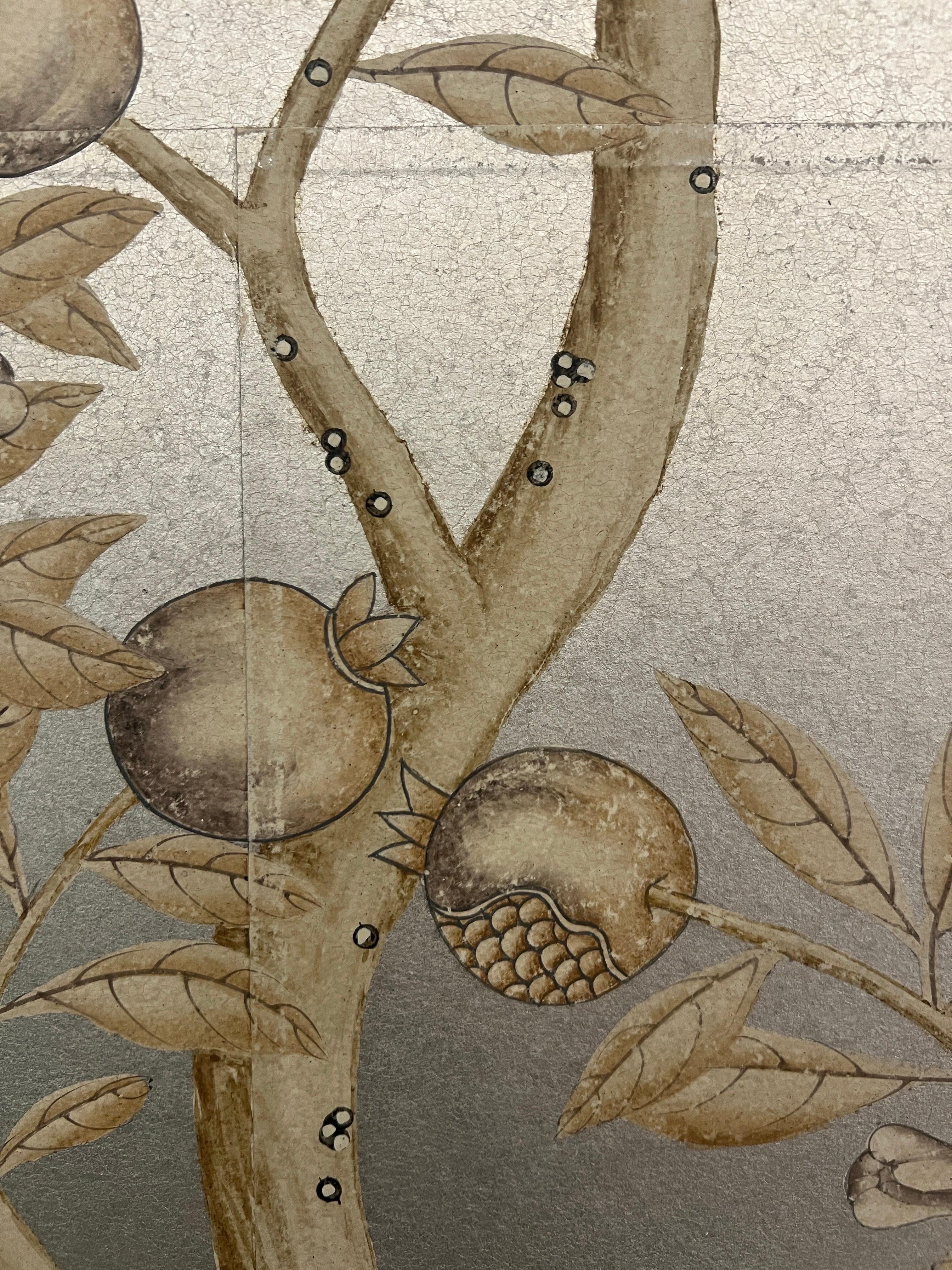 Gracie Framed Sepia Garden Wallpaper Panel (Farbe) im Angebot