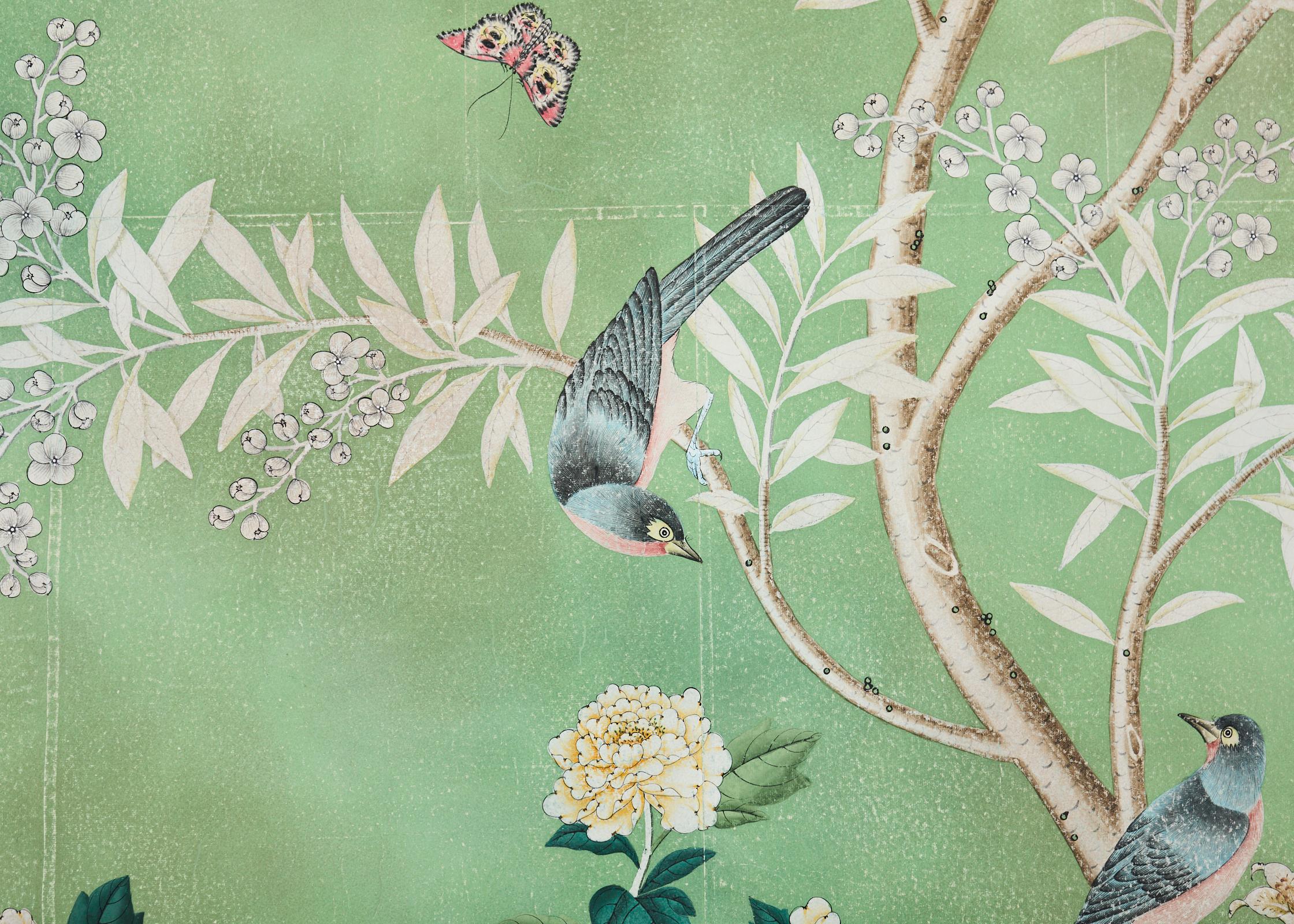 Gracie Panel de Papel Pintado a Mano Chinoiserie Jardín Cerrado en venta 5