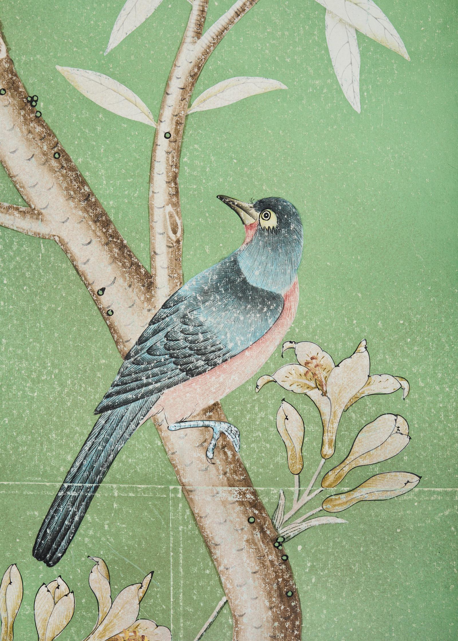 Gracie Panel de Papel Pintado a Mano Chinoiserie Jardín Cerrado en venta 7