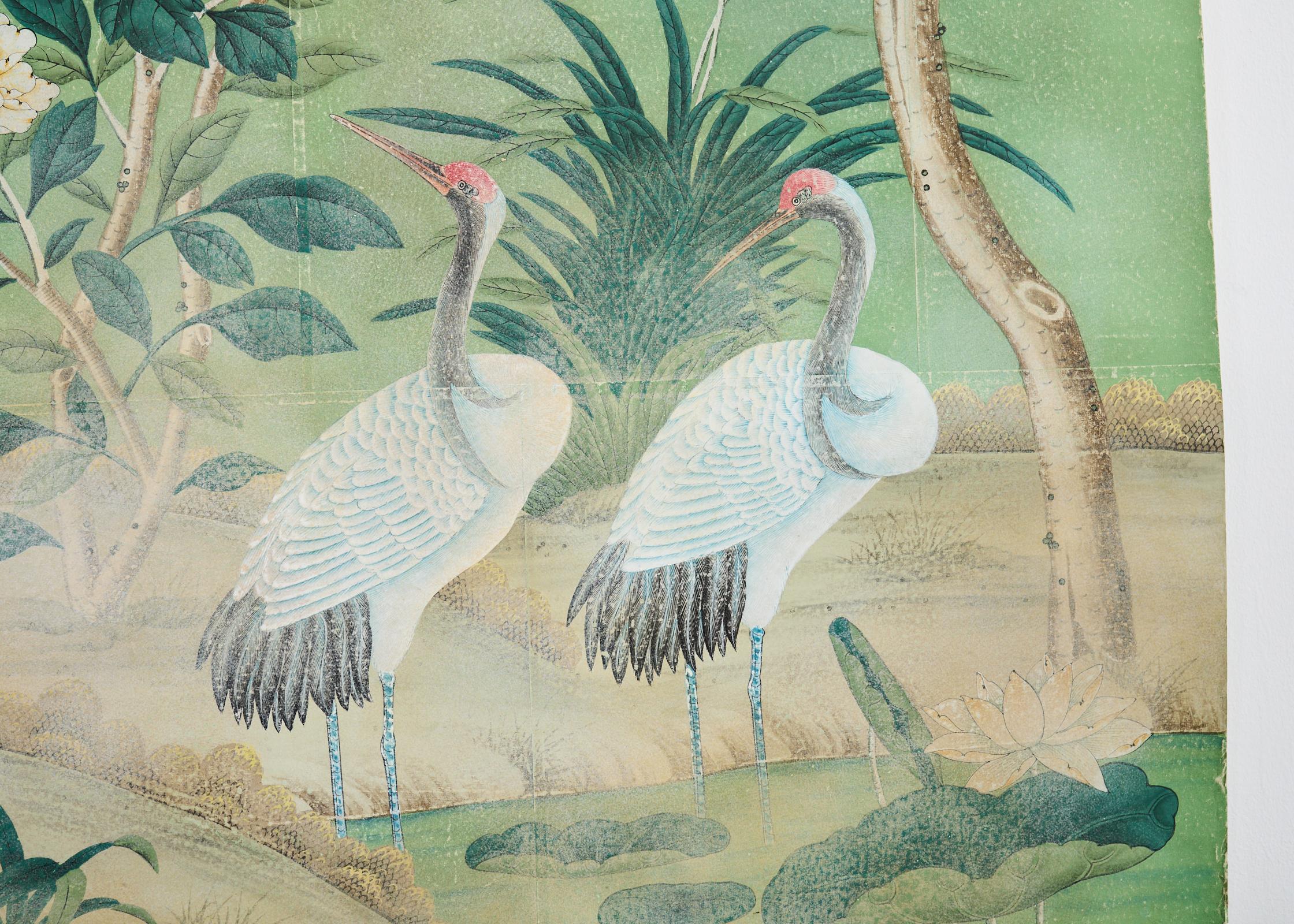 Gracie Panel de Papel Pintado a Mano Chinoiserie Jardín Cerrado en venta 8