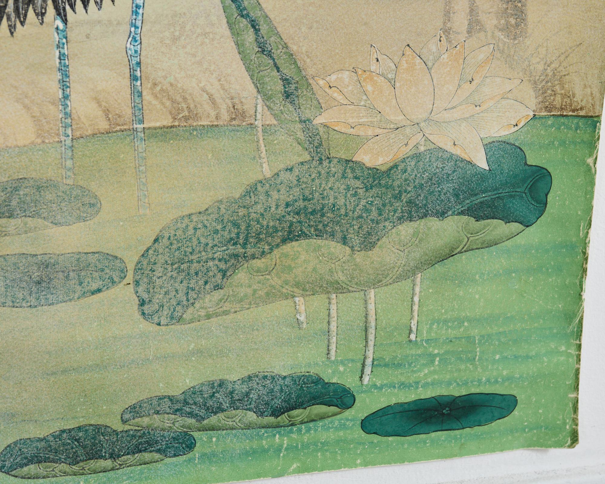 Gracie Panel de Papel Pintado a Mano Chinoiserie Jardín Cerrado en venta 11