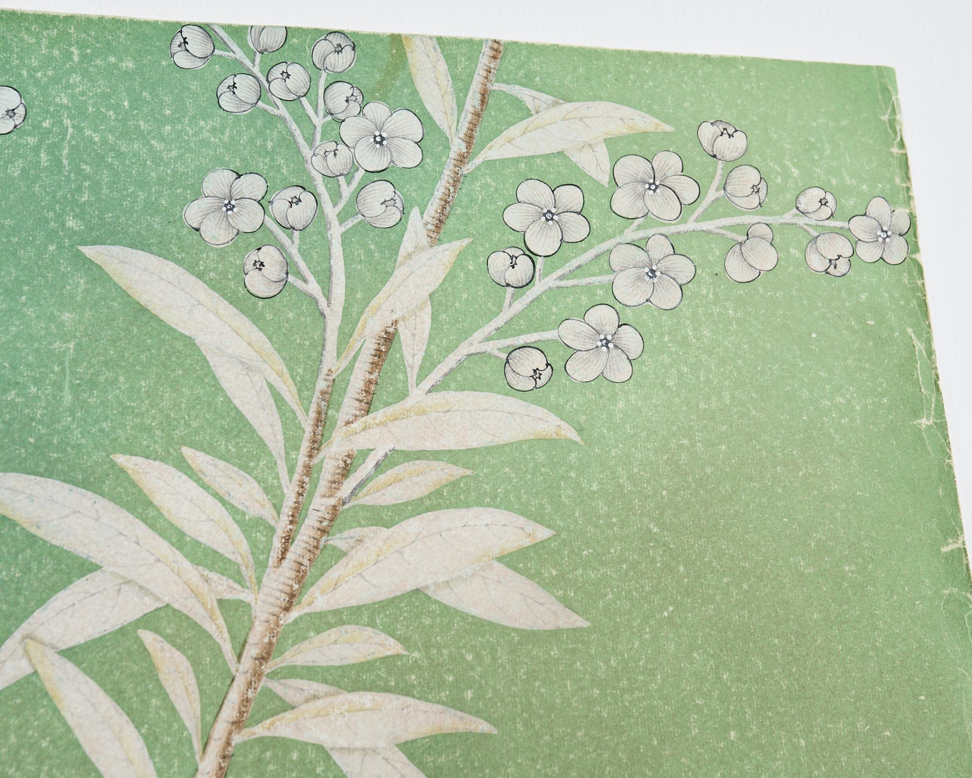 Gracie Panel de Papel Pintado a Mano Chinoiserie Jardín Cerrado en venta 15