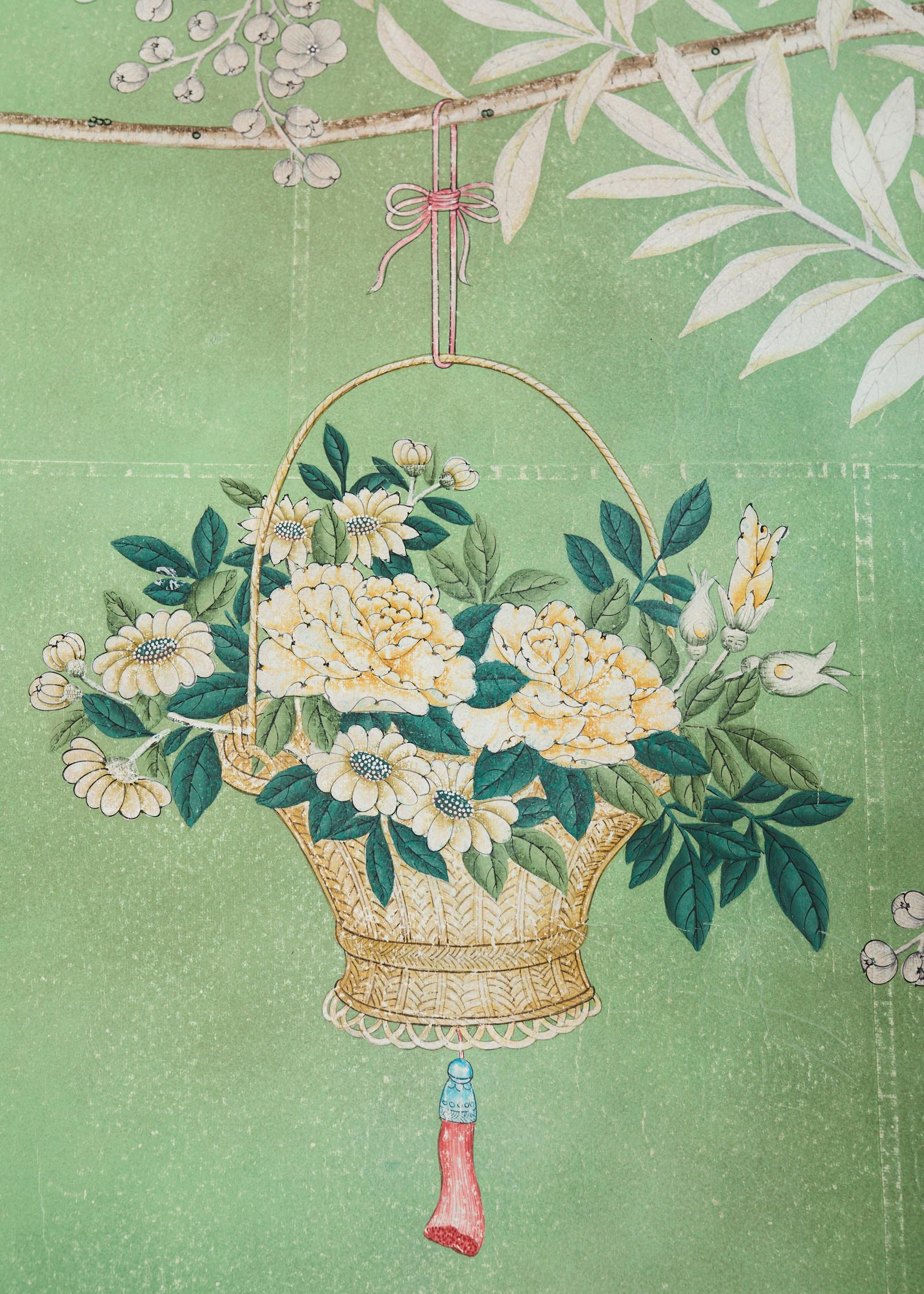 Gracie Panel de Papel Pintado a Mano Chinoiserie Jardín Cerrado en venta 2