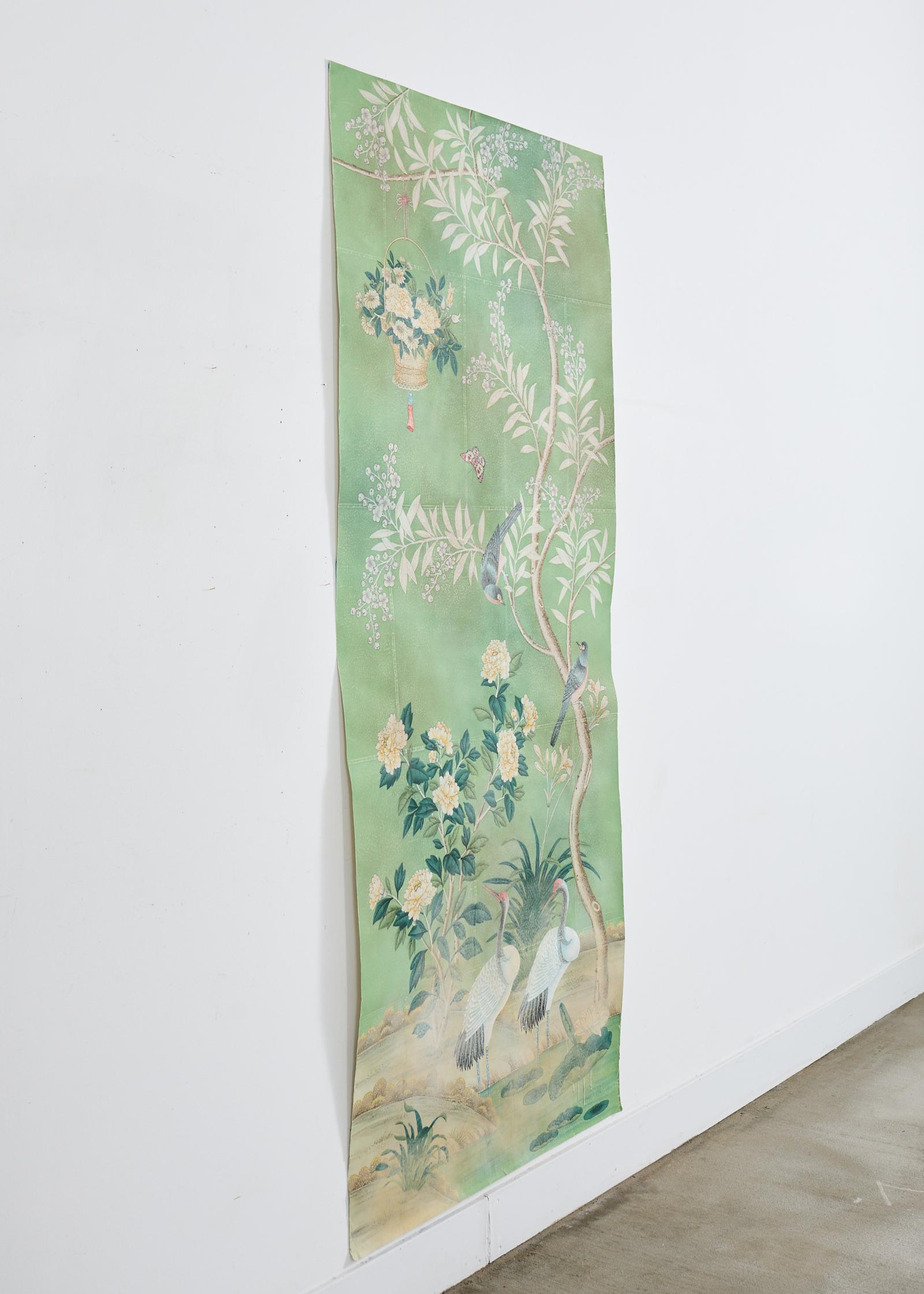 Gracie Panel de Papel Pintado a Mano Chinoiserie Jardín Cerrado en venta 3