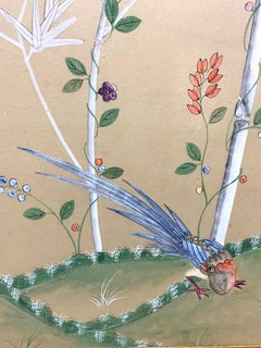 Gracie Hand Painted Silk Chinoiserie Panel with Gold Leaf Frame '2 of 2'