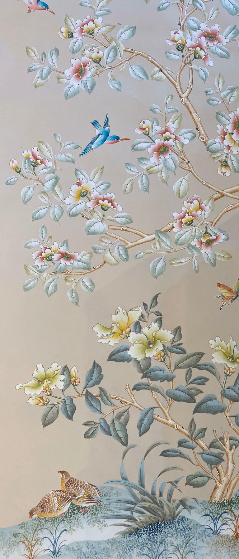 Gracie Handpainted Wallpaper, Two Beautiful Panels at 1stDibs