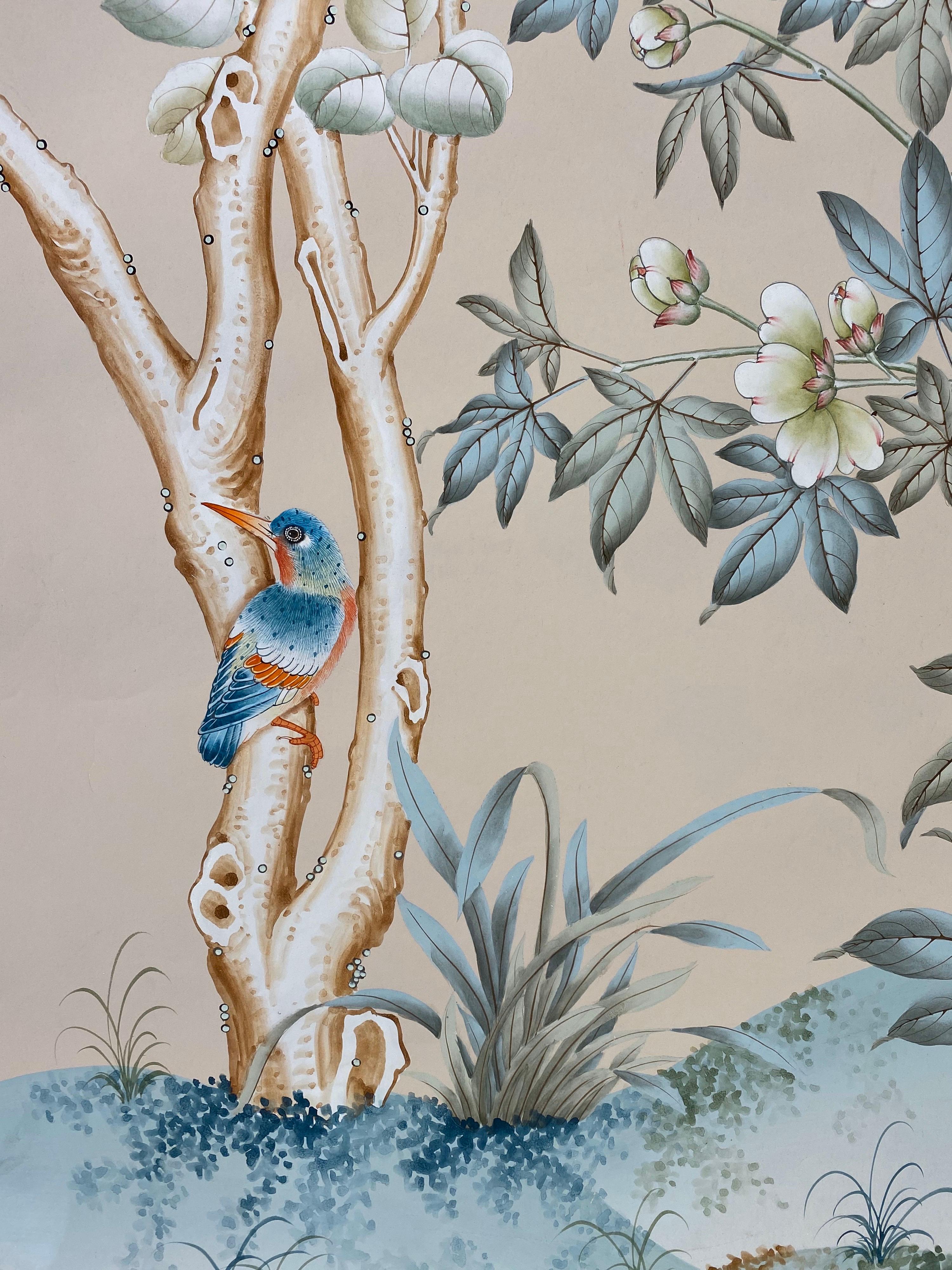 Gracie Handpainted Wallpaper, Two Beautiful Panels In Good Condition In New York, NY