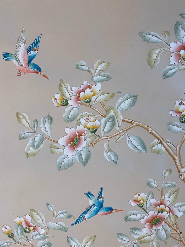 Gracie Handpainted Wallpaper, Two Beautiful Panels at 1stDibs