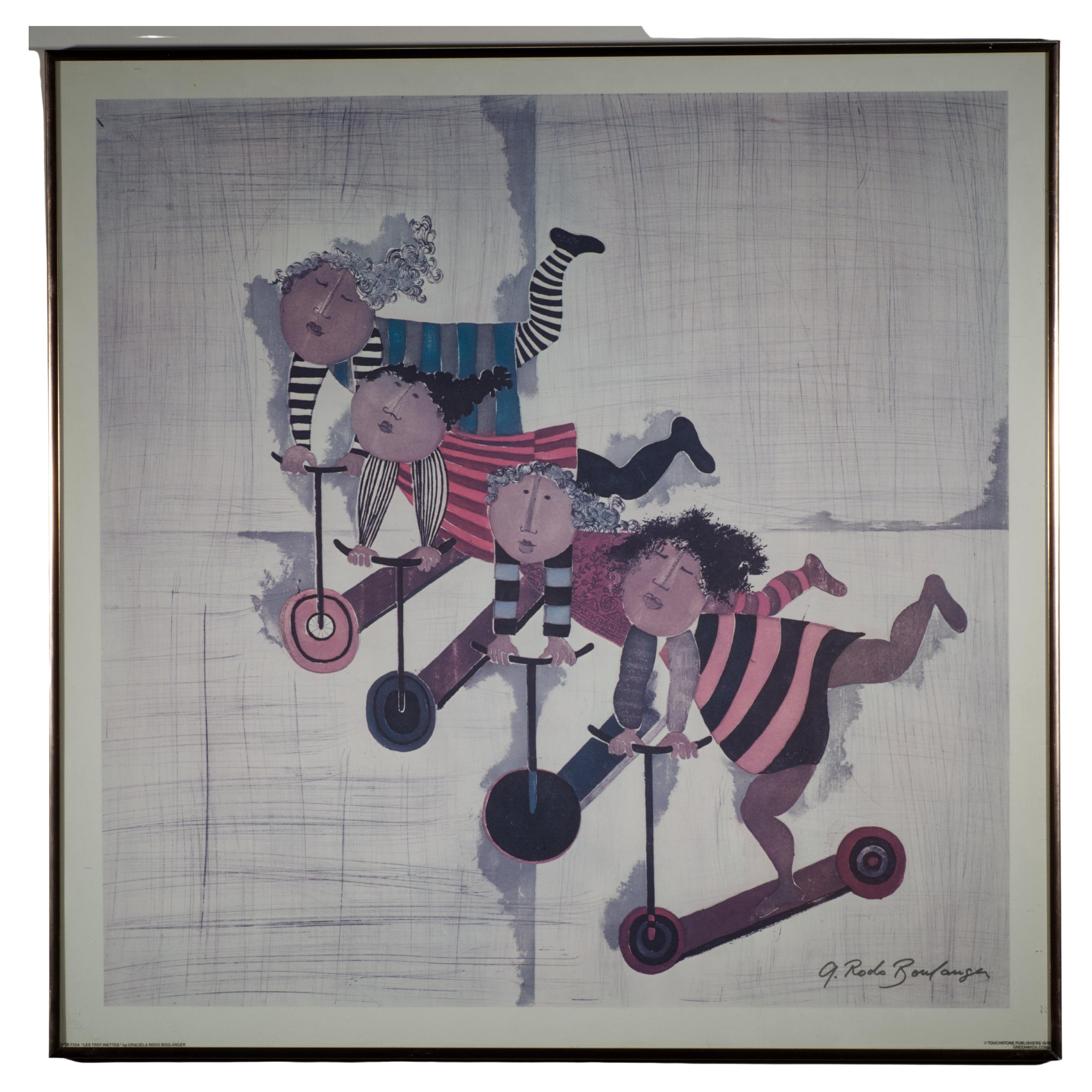 Graciela Rodo Boulanger Les Trot Inettes, Gerahmte Lithographie 1970er Jahre im Angebot