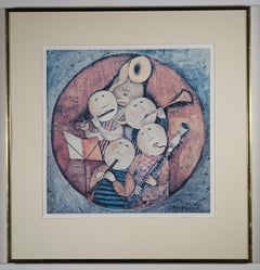 Graciela Rodo Boulanger Pequeño quinteto de músicos Impresión litográfica enmarcada