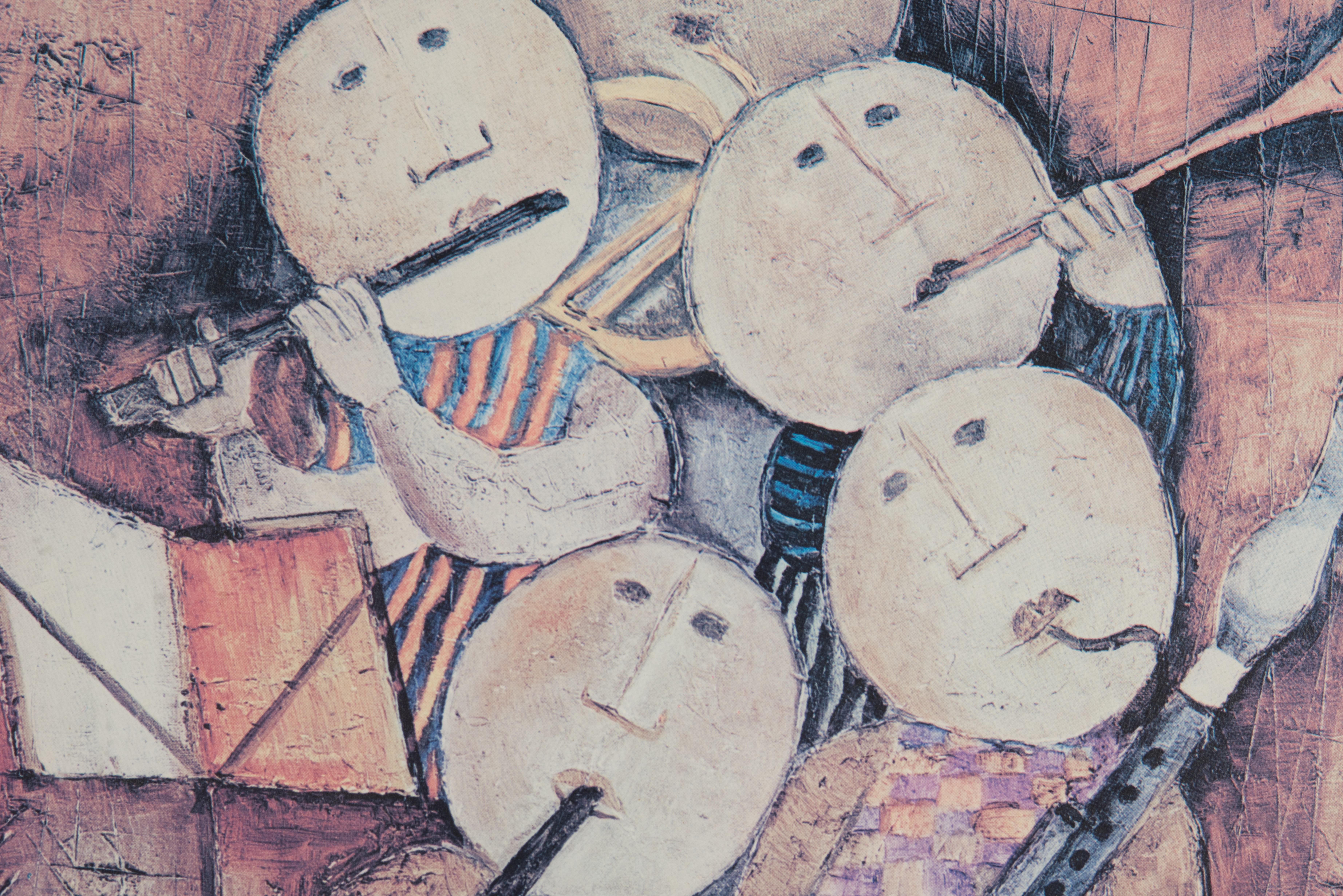 Graciela Rodo Boulanger Kleines Musikanten-Quintett Gerahmte Lithografie Druck (Englisch) im Angebot