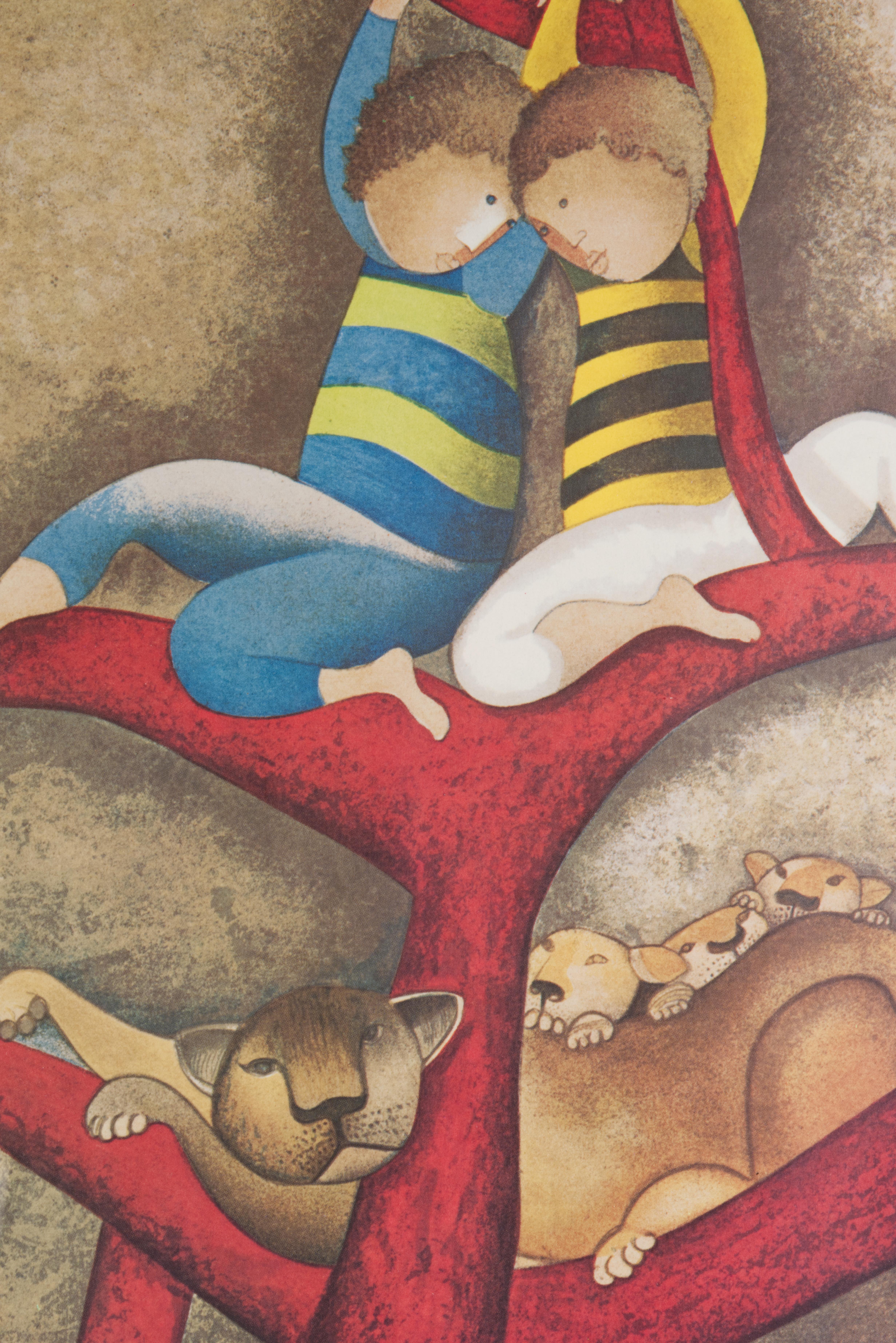American Graciela Rodo Boulanger One For Each One Framed Lithograph 1970s For Sale