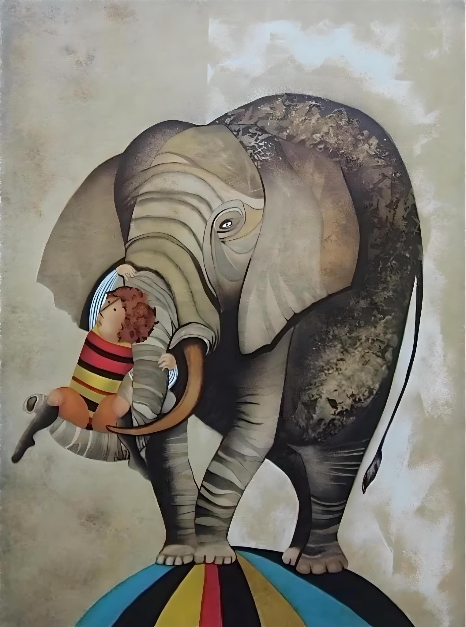 Graciela Rodo Boulanger Landscape Print - Boulanger, An Elephant for Kris (after)