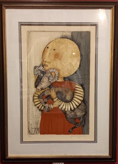 Boy with Red Goat, Original Lithograph Signed by Graciela Rodo-Boulanger