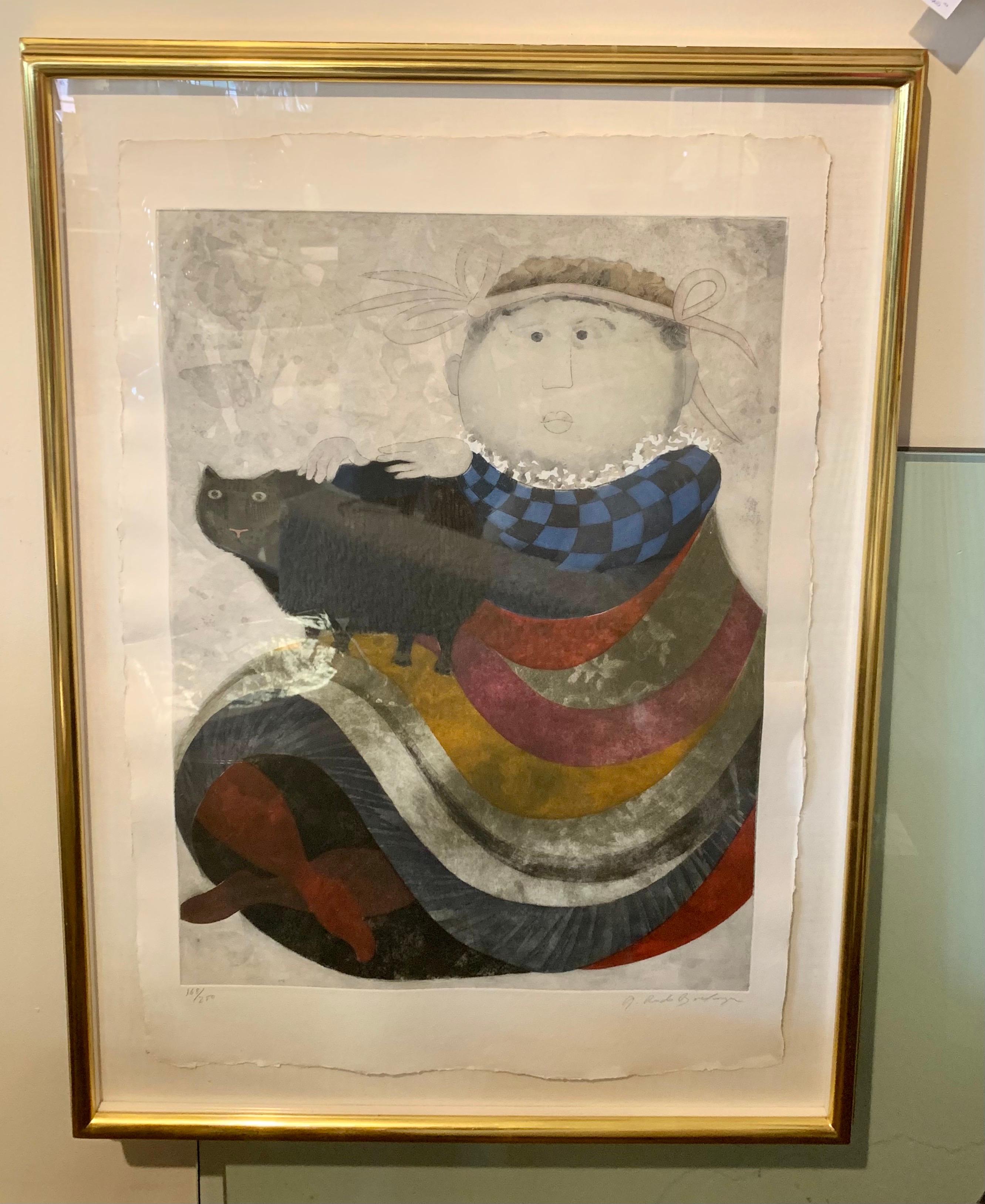 Depicting a girl with her cat. Signed and numbered by the artist. Boulanger (1935, Bolivia) is a Bolivian artist best known for her whimsical works depicting children. Edition 168 of 250. Signed in pencil as shown.
Includes 200 page coffee table