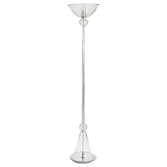 Lampadaire italien Gracile en verre de Murano transparent mi-siècle, années 1960