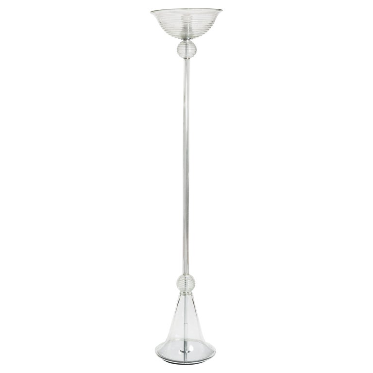 Gracile Italian MidCentury Clear Murano Glass Floor Lamp, 1960s For