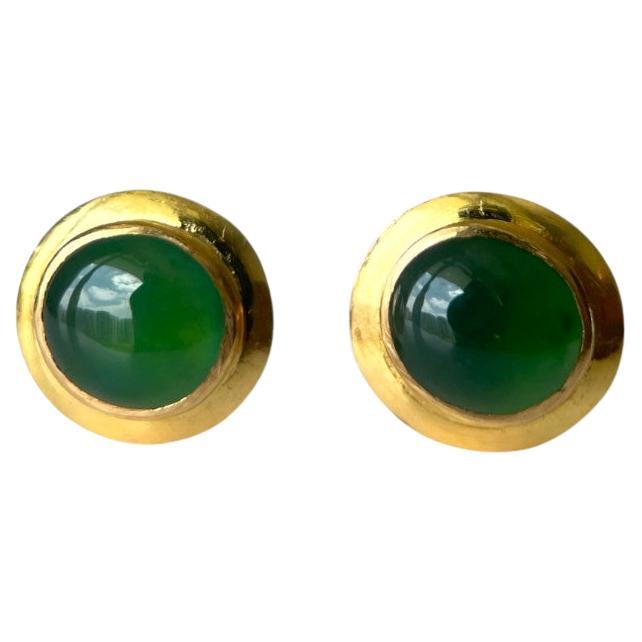Grade A Burma Jadeite Jade earring in 18k solid gold