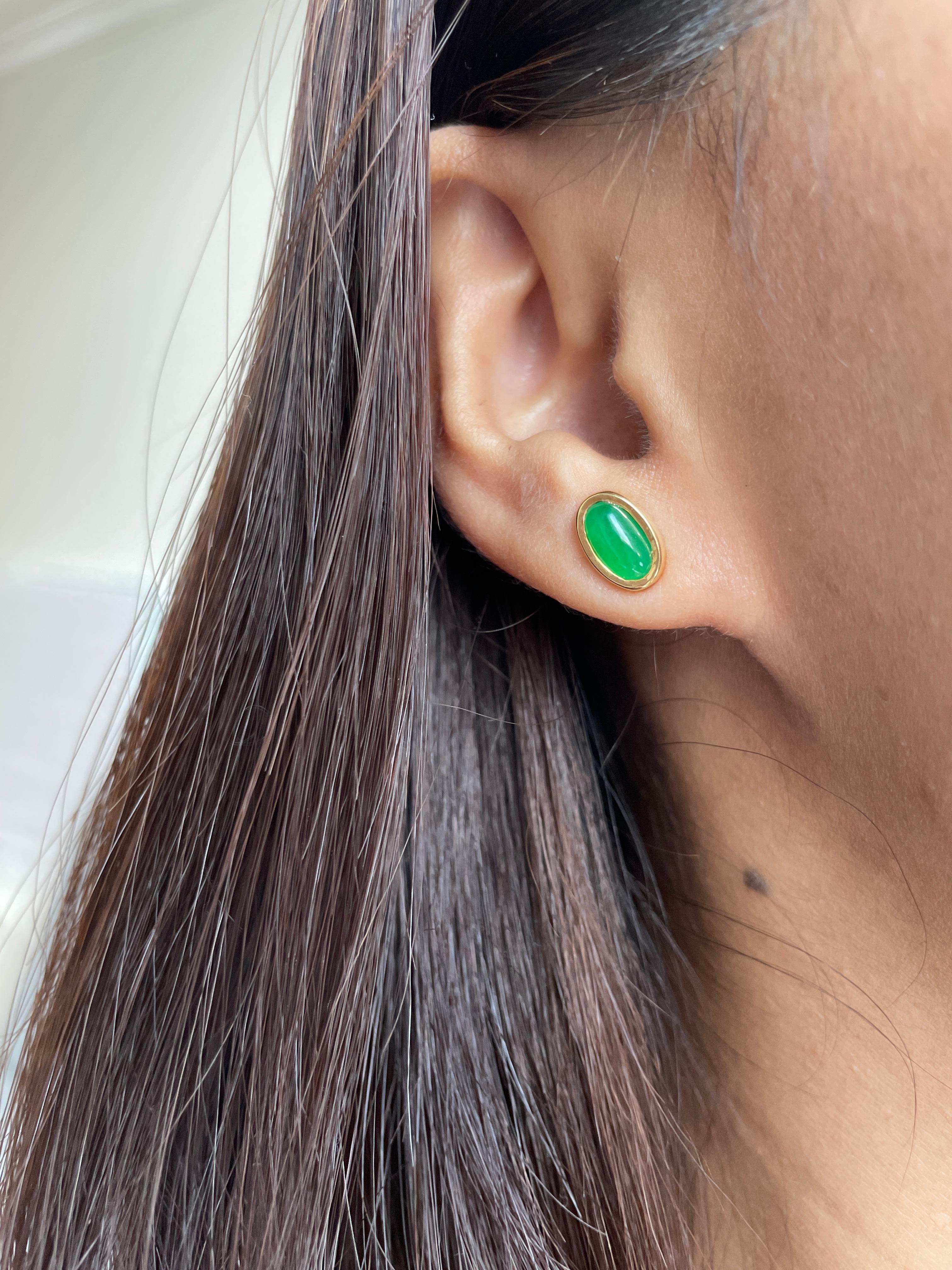Grade A Burma Jadeite Jade Stud earring 4