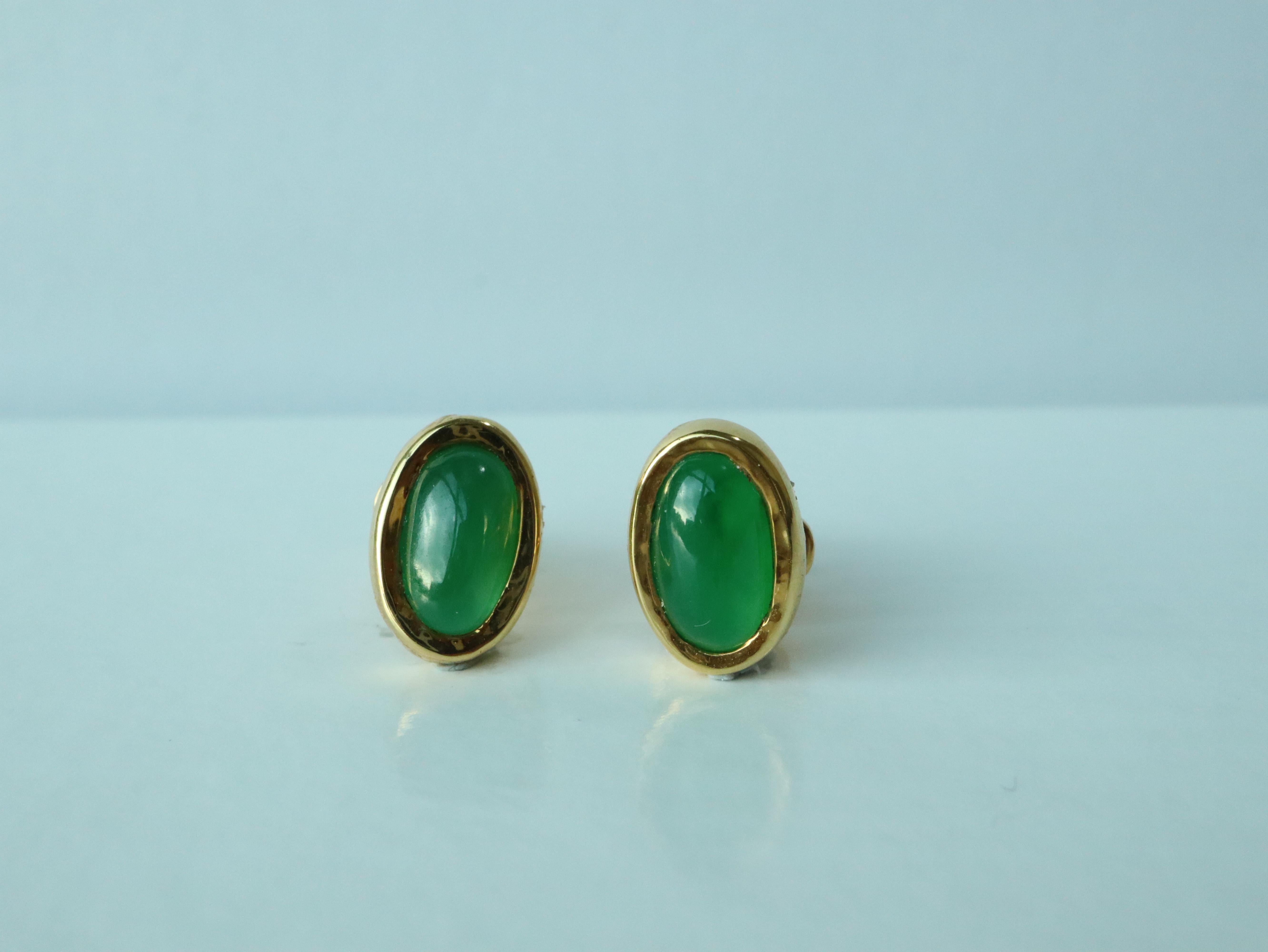 Art Deco Grade A Burma Jadeite Jade Stud earring