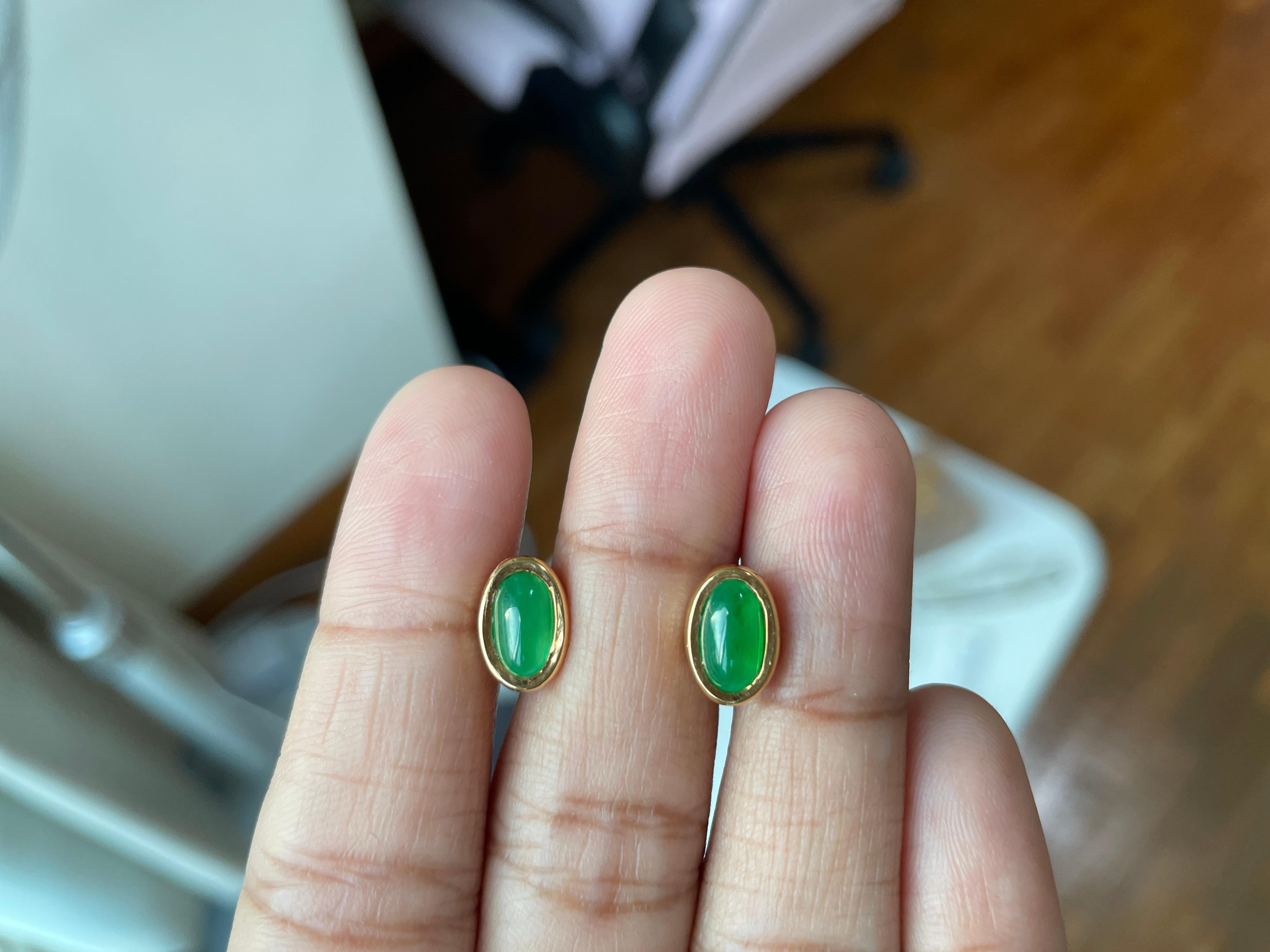 Grade A Burma Jadeite Jade Stud earring 1