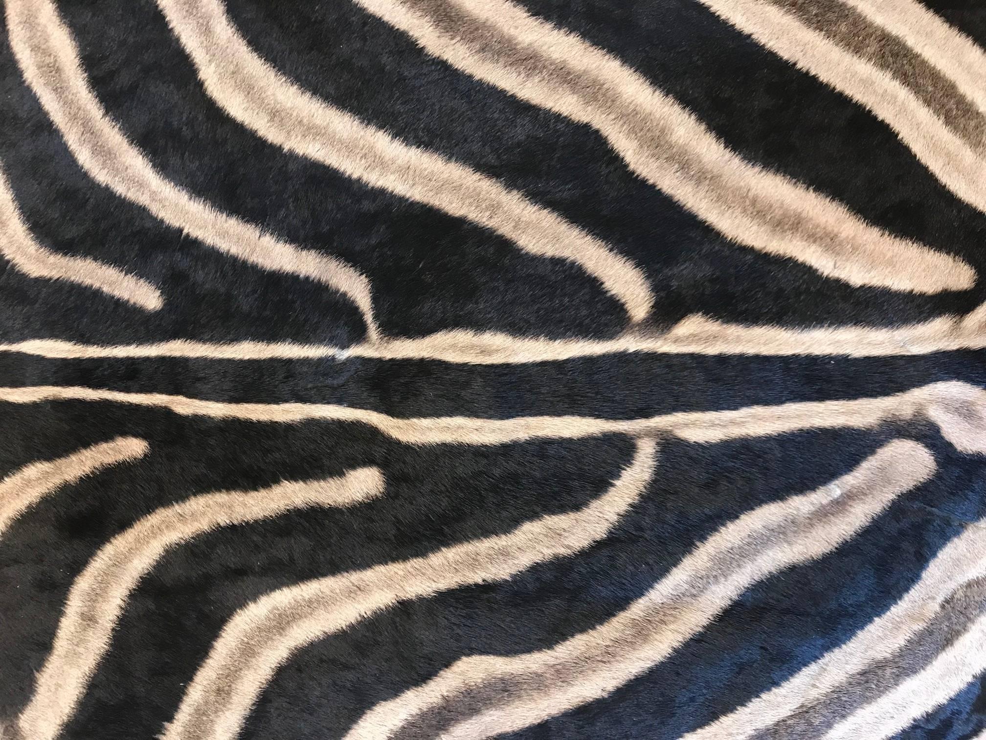 Grade A Equus Burchell Zebra Skin Rug In Excellent Condition For Sale In New York, NY