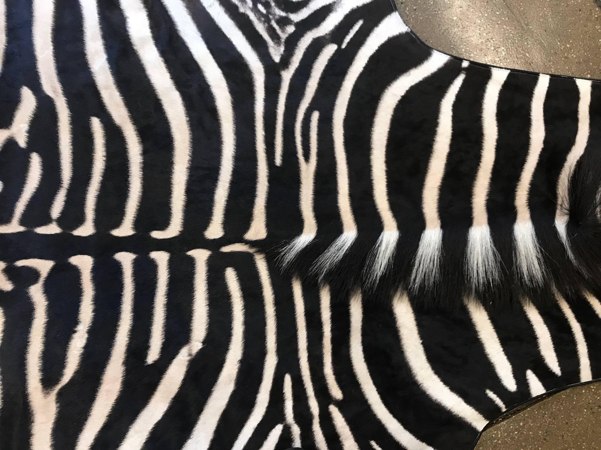 Contemporary Grade A Equus Burchell Zebra Skin Rug For Sale