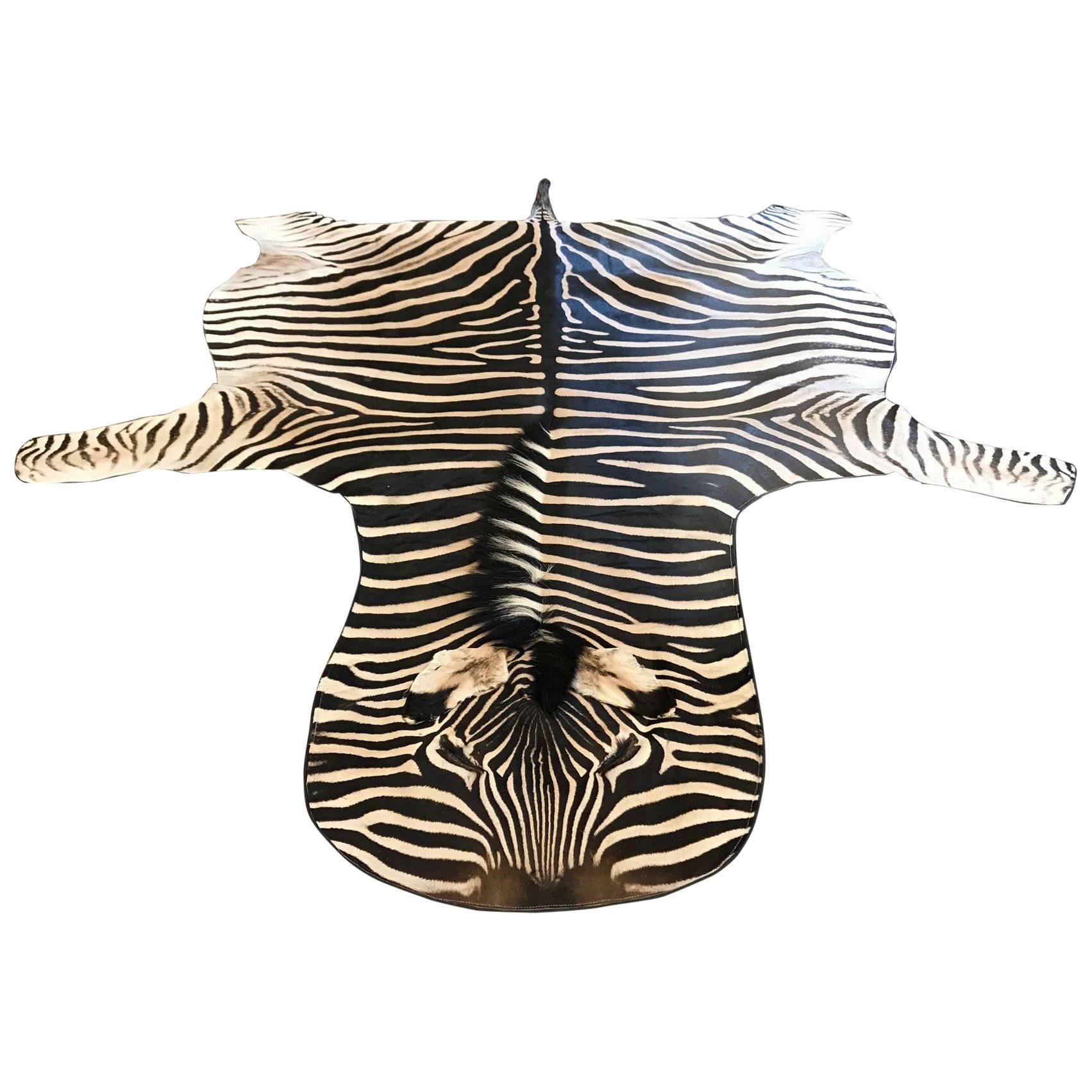 Grade "A" Equus Burchell Zebra Skin Rug For Sale