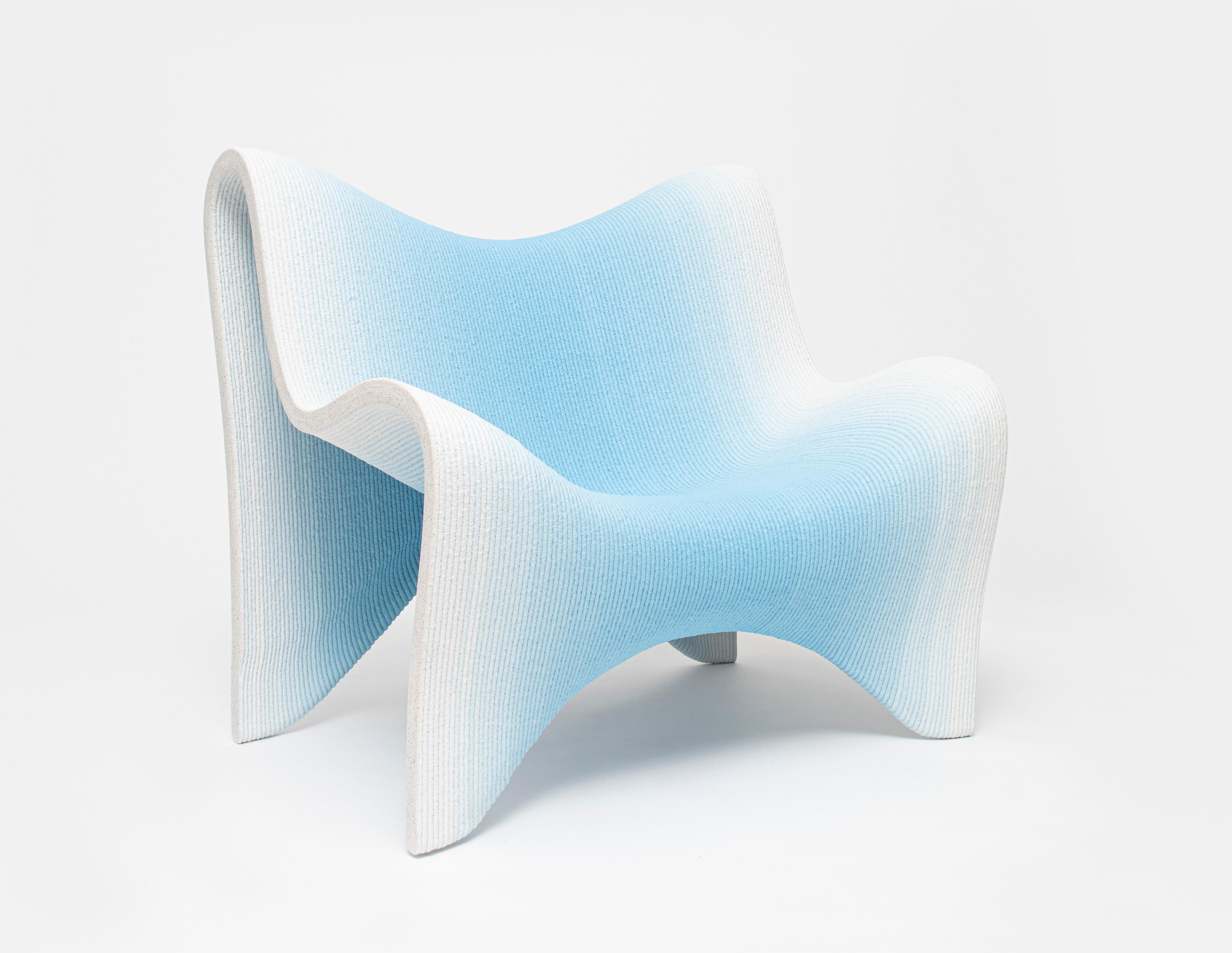 Gradient armchair by Philipp Aduatz
8 + 2 A/P
Dimensions: 108 x 95 x 102 cm
Materials: 3D printed concrete dyed, reinforced with steel

Available in red, blue, beige, green and black

The 3D printed gradient furniture collection is Philipp