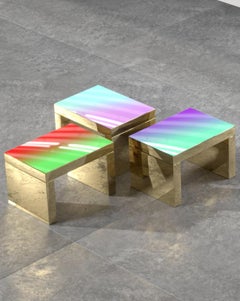 Gradient Bench/Coffee Table Red-Green Gaby Aluminium by Chapel Petrassi