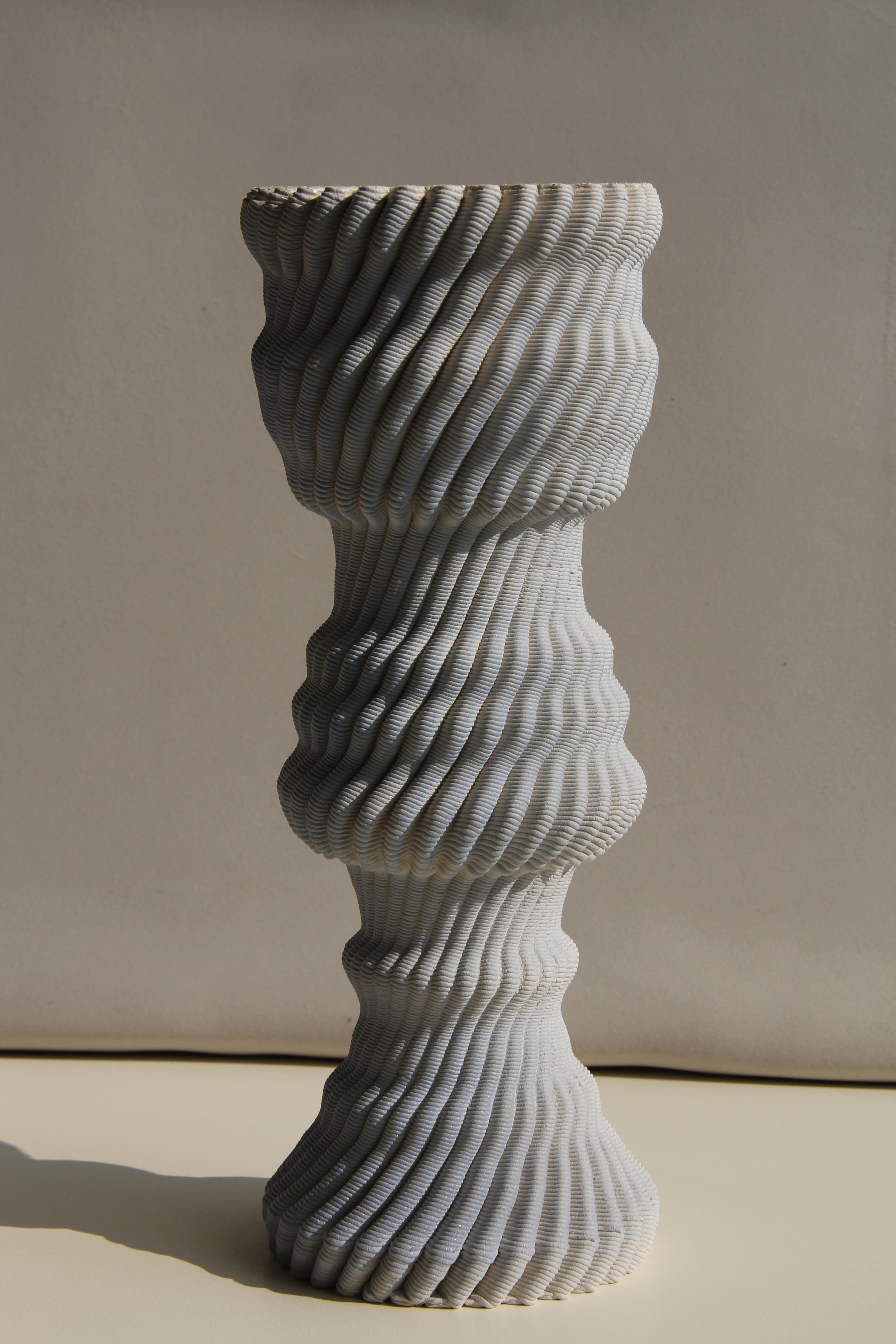 Italian Gradient Blue 3D Printed Ceramic Tecla Vase Italy Contemporary 21st Century For Sale