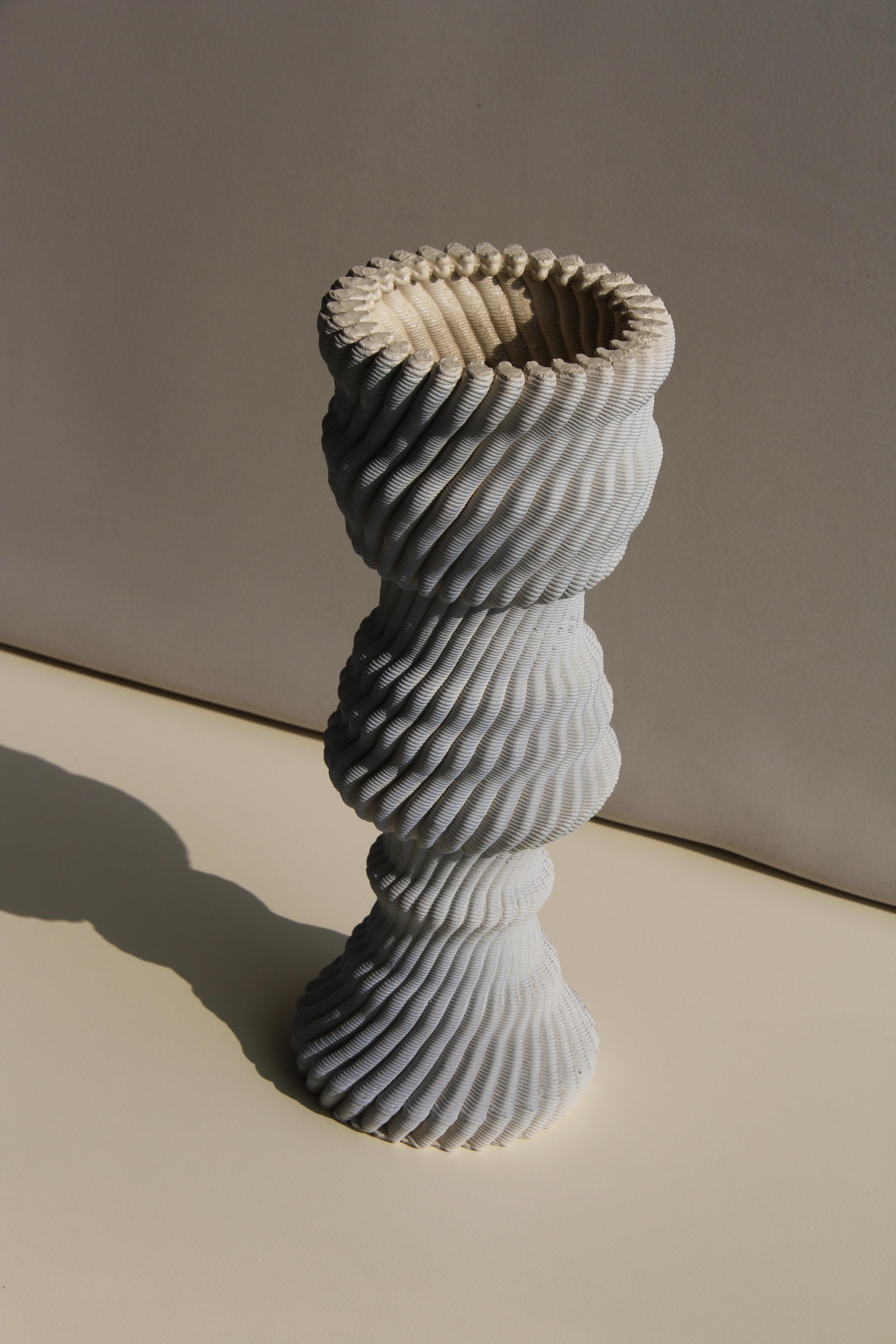 Glazed Gradient Blue 3D Printed Ceramic Tecla Vase Italy Contemporary 21st Century For Sale