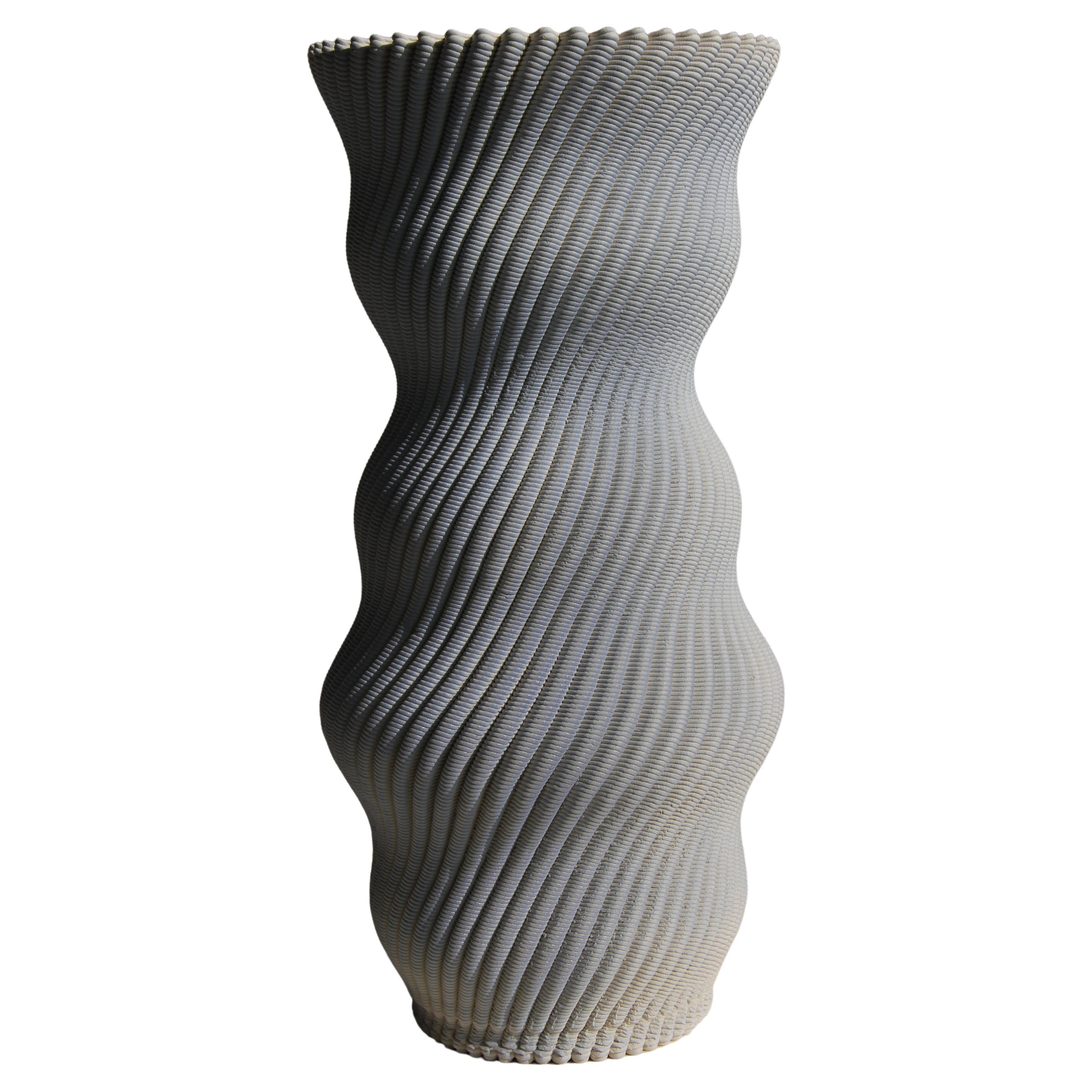 Gradient Blue 3D Printed Ceramic Tecla Vase Italien Contemporary 21st Century