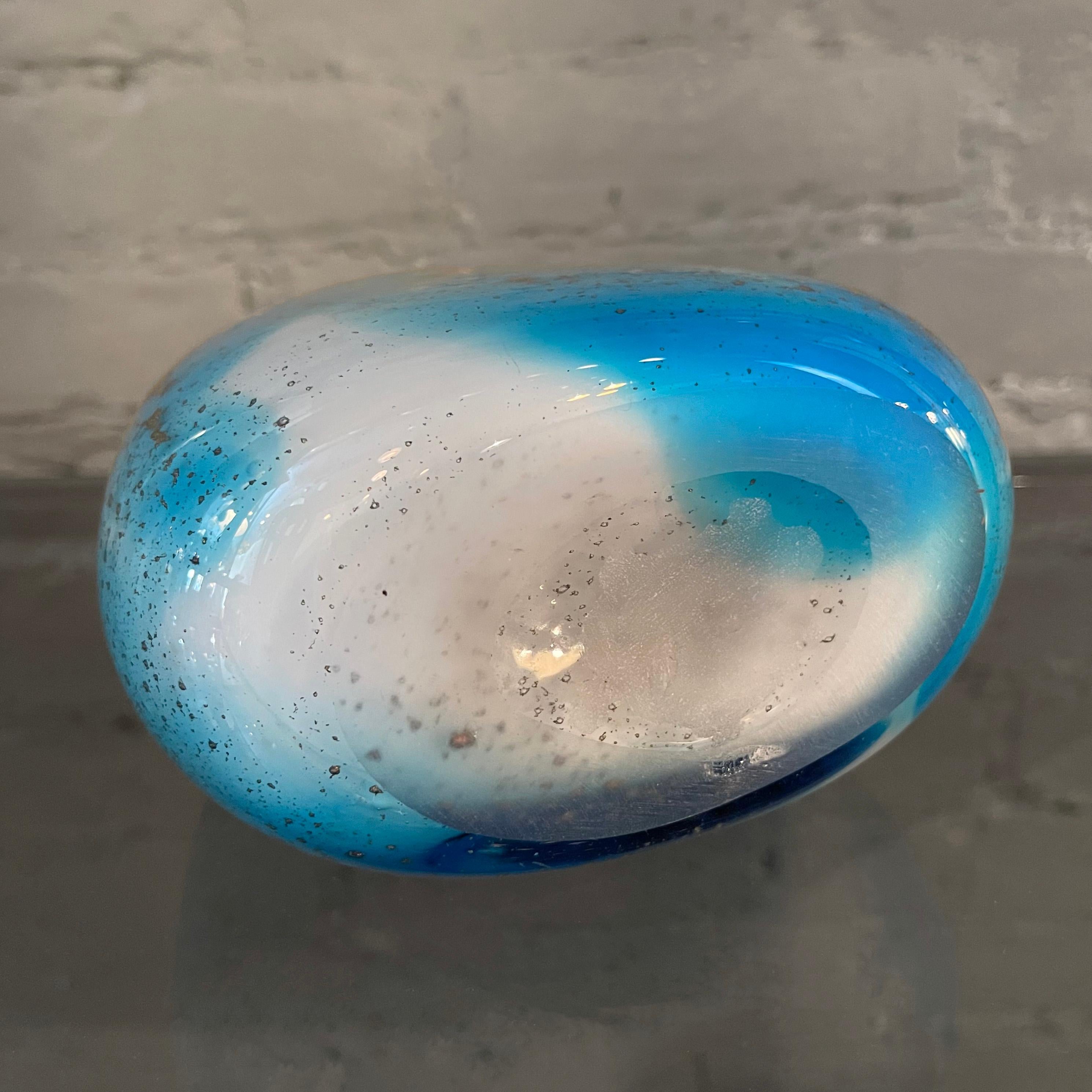 Gradient Blue Gold Fleck Murano Glass Vase, Pear Shape For Sale 7