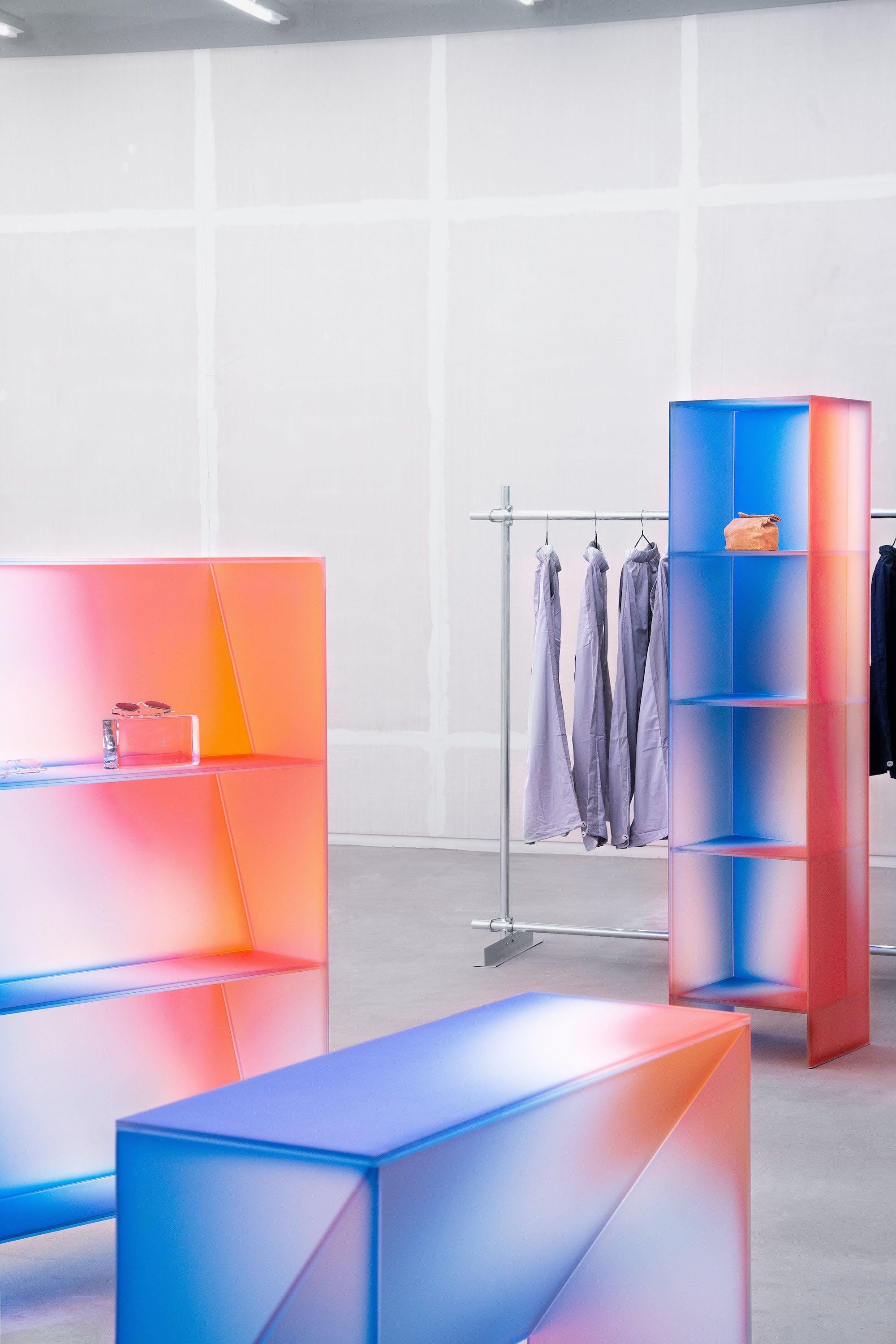 Chinese Gradient Color Glass High Display Case by Studio Buzao