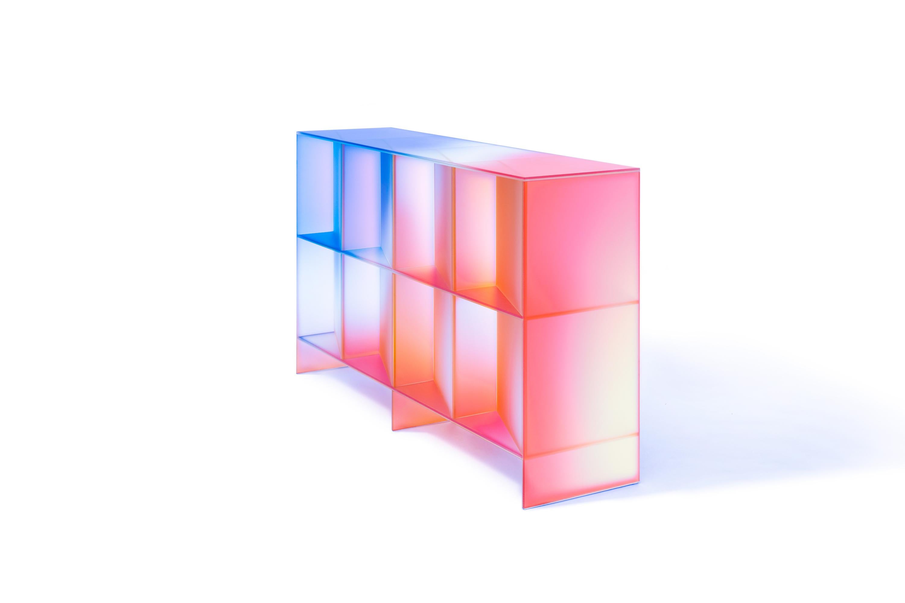 Gradient Color Glass Low Display Case by Studio Buzao 5